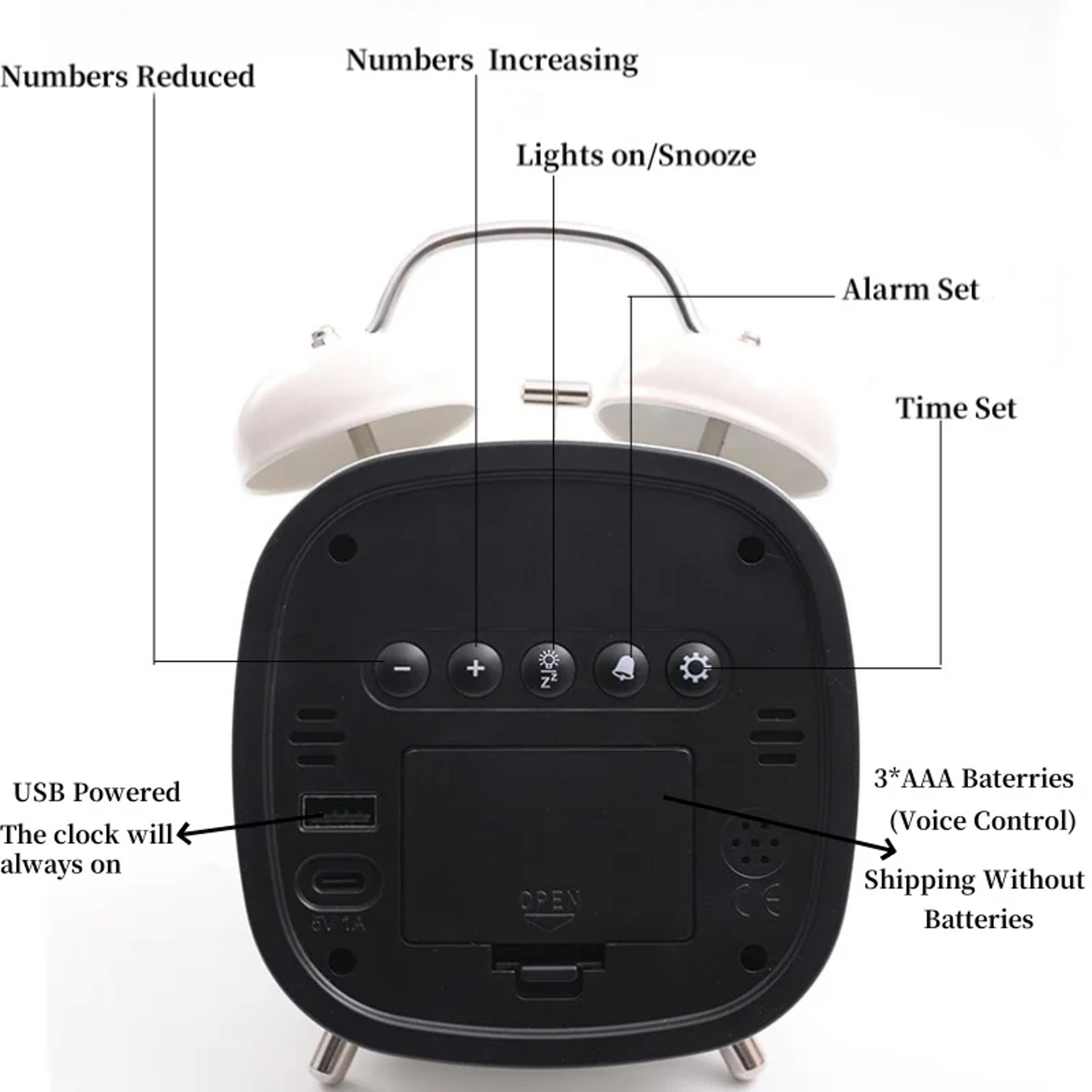 Super Loud LED Alarm Clock For Heavy Sleepers Double Bell Bedside Clock With Hour Display 7