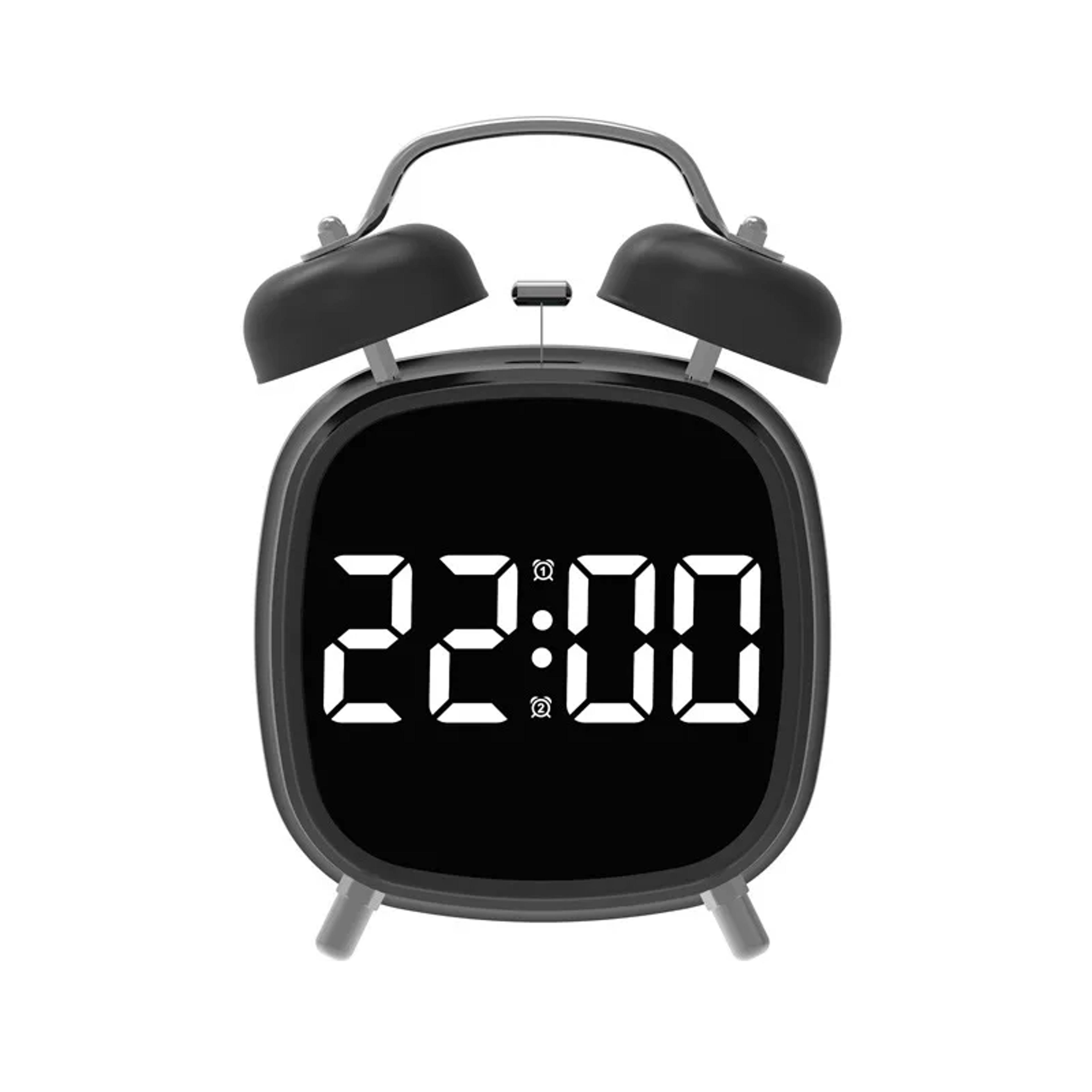 Super Loud LED Alarm Clock For Heavy Sleepers Double Bell Bedside Clock With Hour Display 3