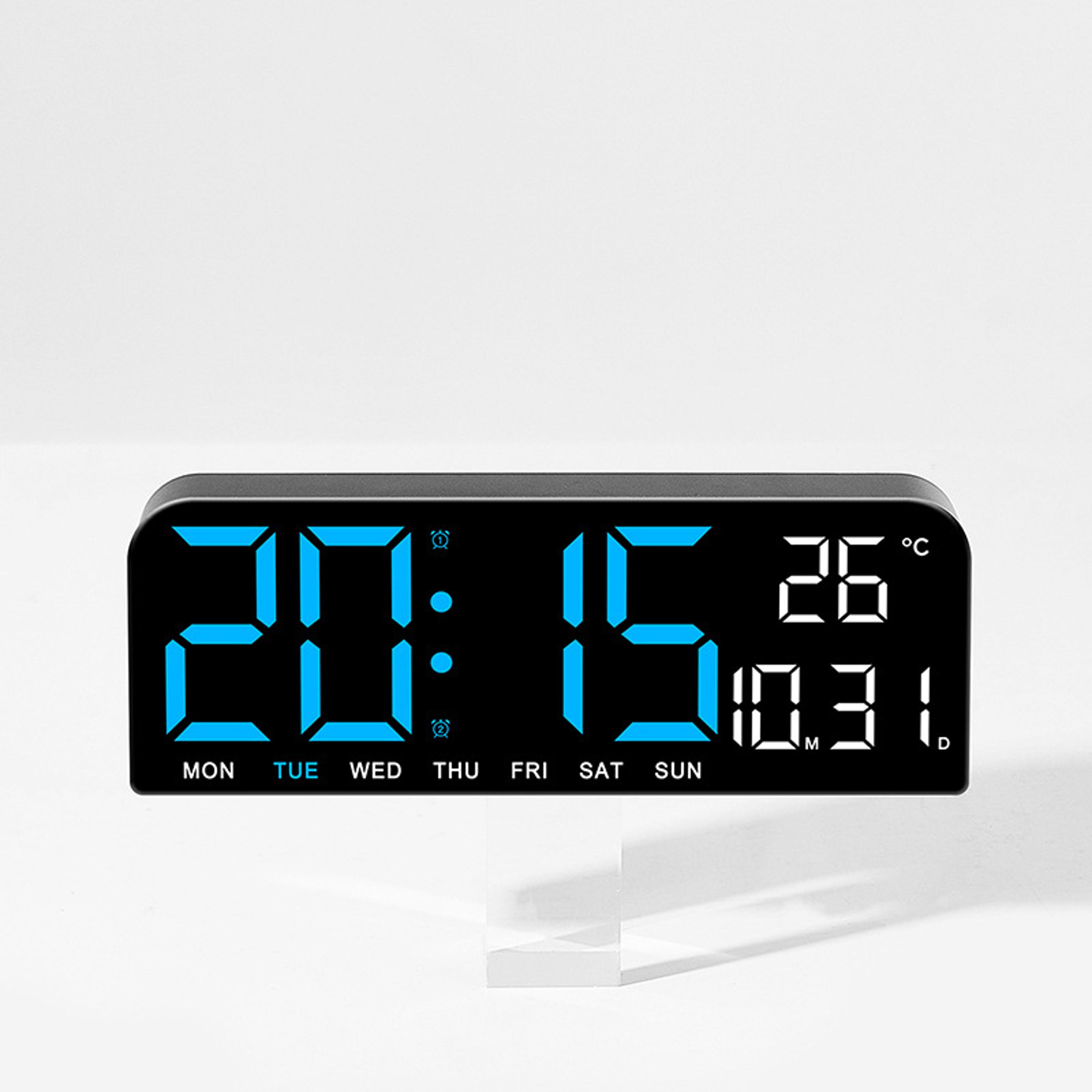 Large LED Digital Wall Clock With Temperature Display Dual Alarm Countdown Timer And Adjustable Bri 4