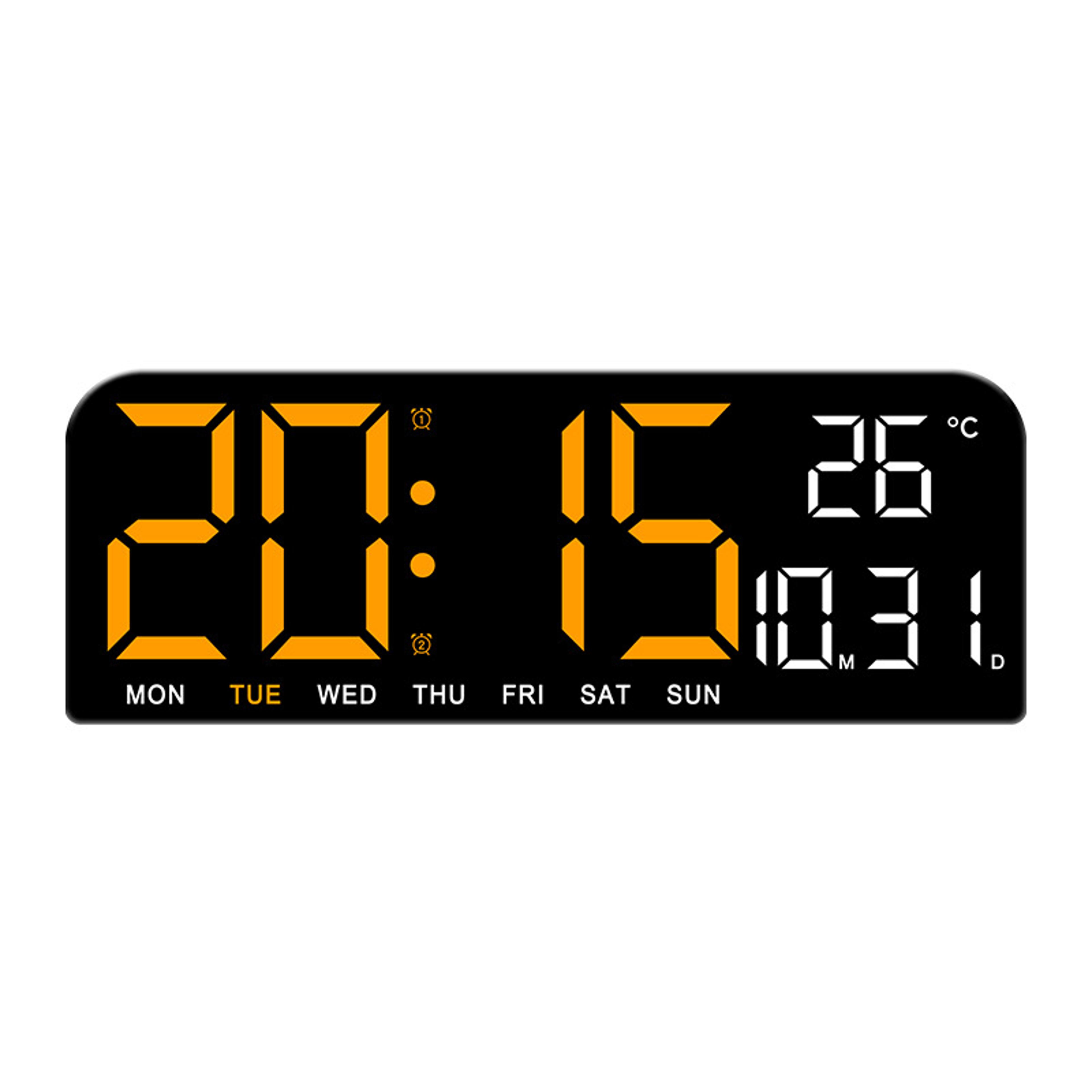 Large LED Digital Wall Clock With Temperature Display Dual Alarm Countdown Timer And Adjustable Bri 2