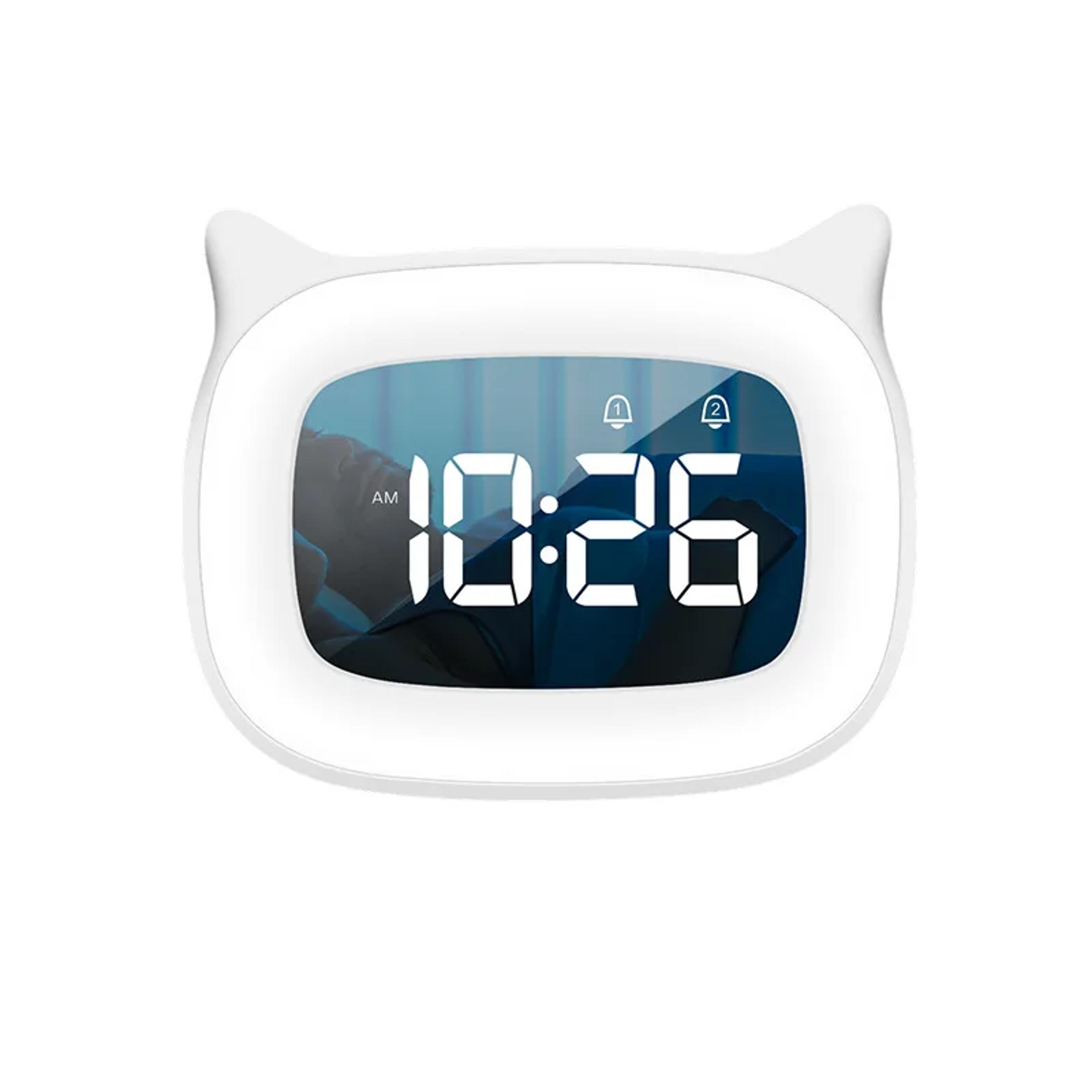 Cute LED Alarm Clock With Night Light Voice Control USB Rechargeable Digital Clock For Kids Bedroom 1