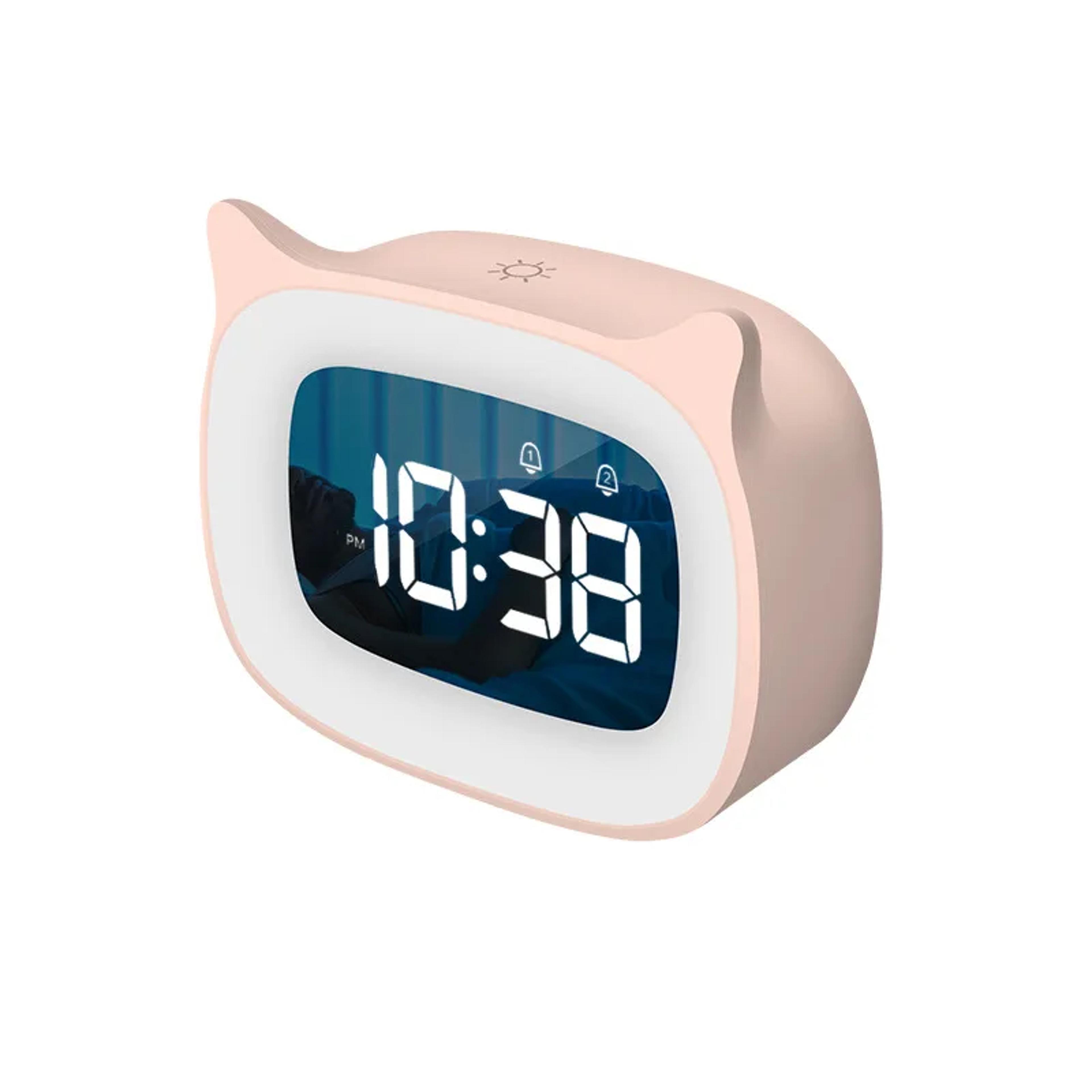Cute LED Alarm Clock With Night Light Voice Control USB Rechargeable Digital Clock For Kids Bedroom 2