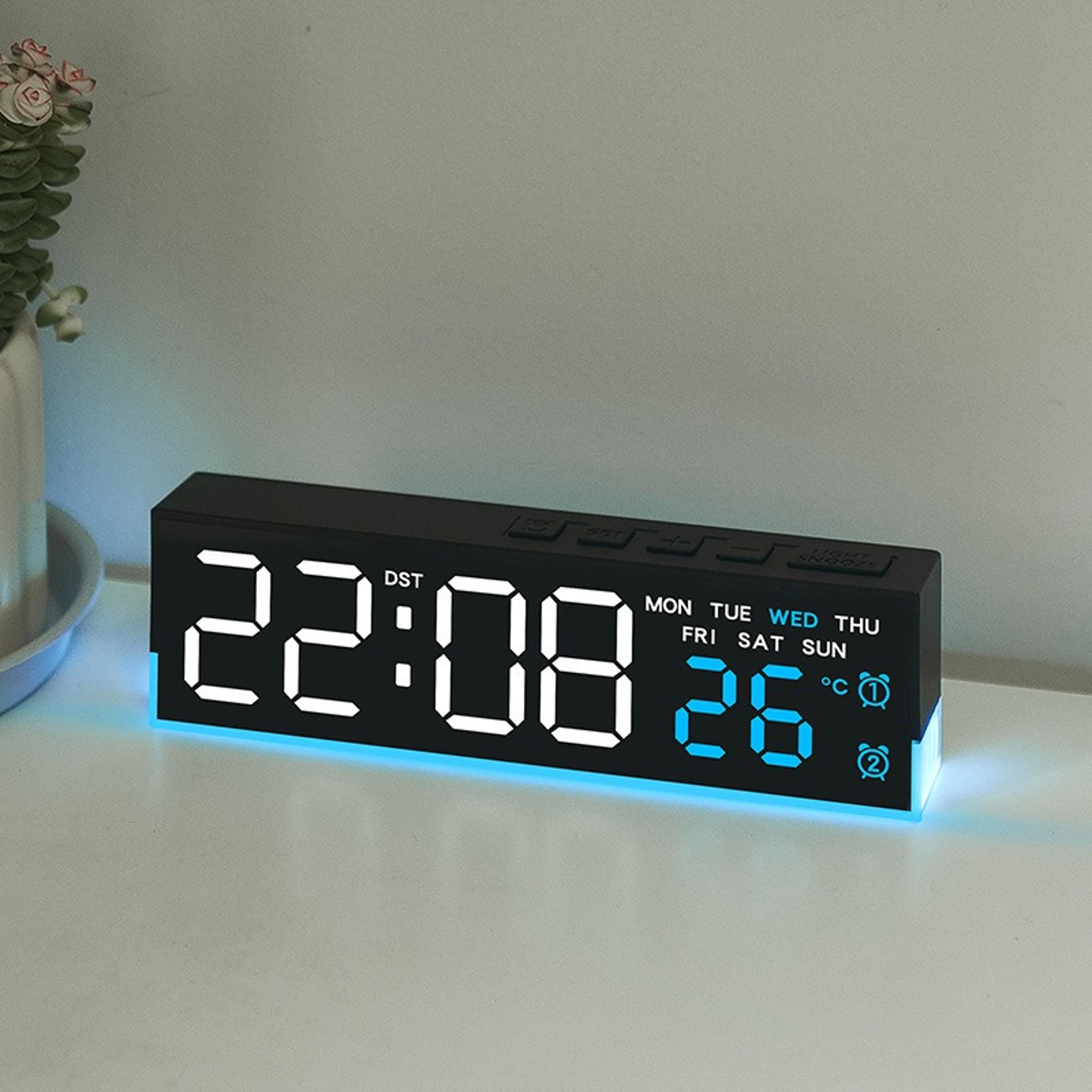Smart LED Digital Alarm Clock With Ambient Light Temperature Display And Bedside Night Light 0