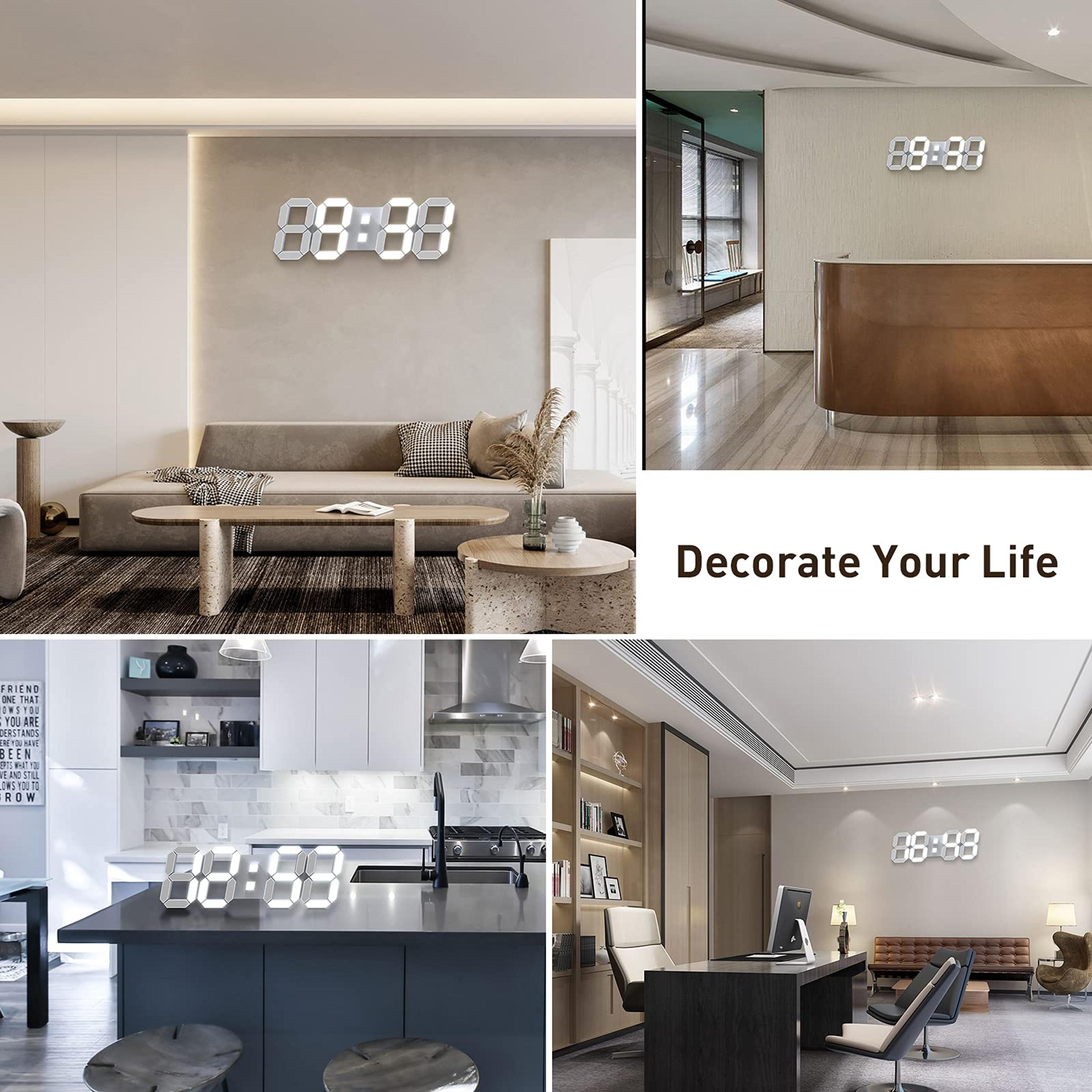 LED Digital Wall Clock Colorful Modern Time Display For Home Office Kitchen 12 24 Hour Display 9