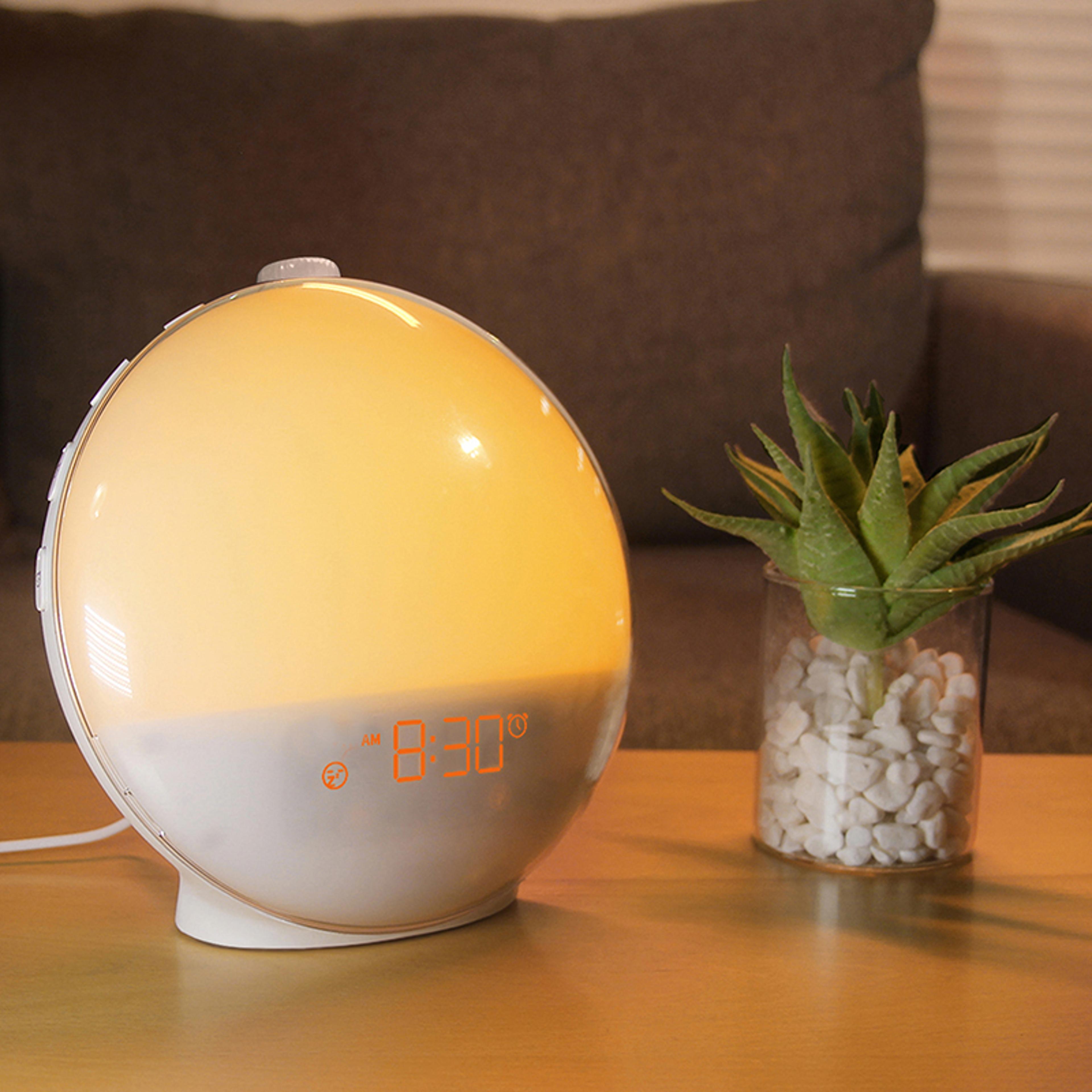 Wake Up Light Alarm Clock With Sunrise Simulation FM Radio Bedside Night Light Digital Clock 5