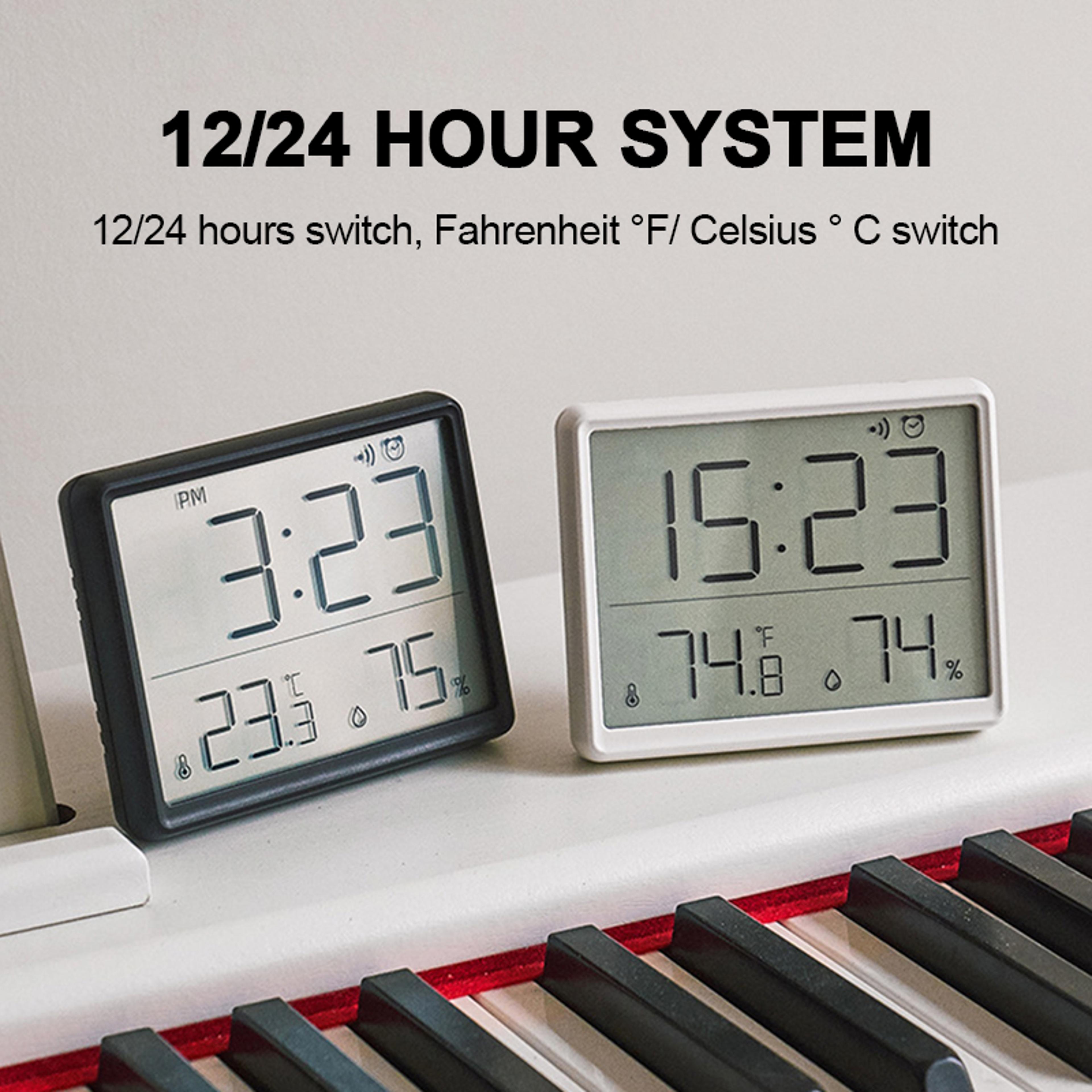 Ultra Thin Digital Alarm Clock With Large LCD Display Temperature Humidity Monitor Magnetic Desk Cl 2