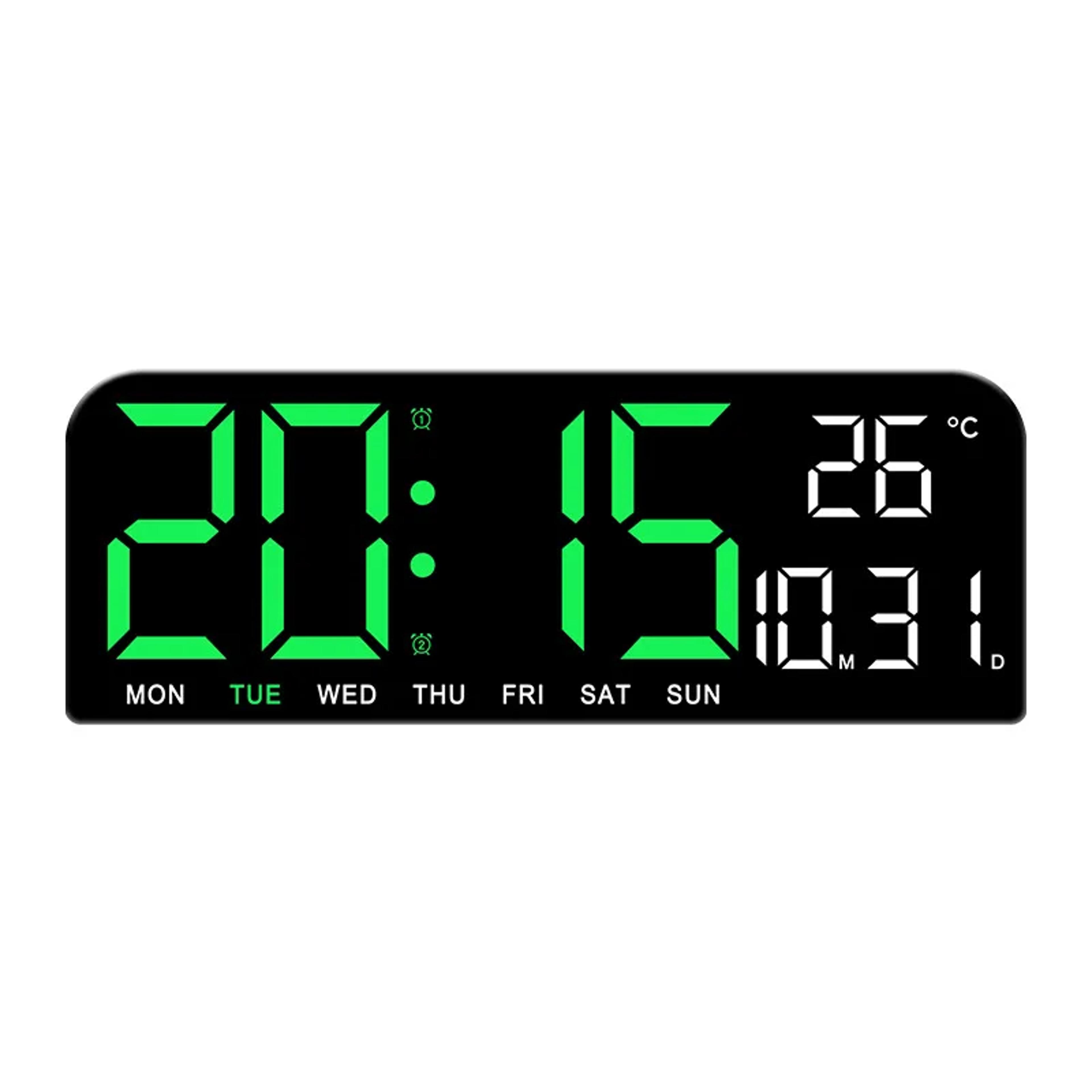 Large Digital Wall Clock LED Temperature Display USB Powered Alarm Clock 3