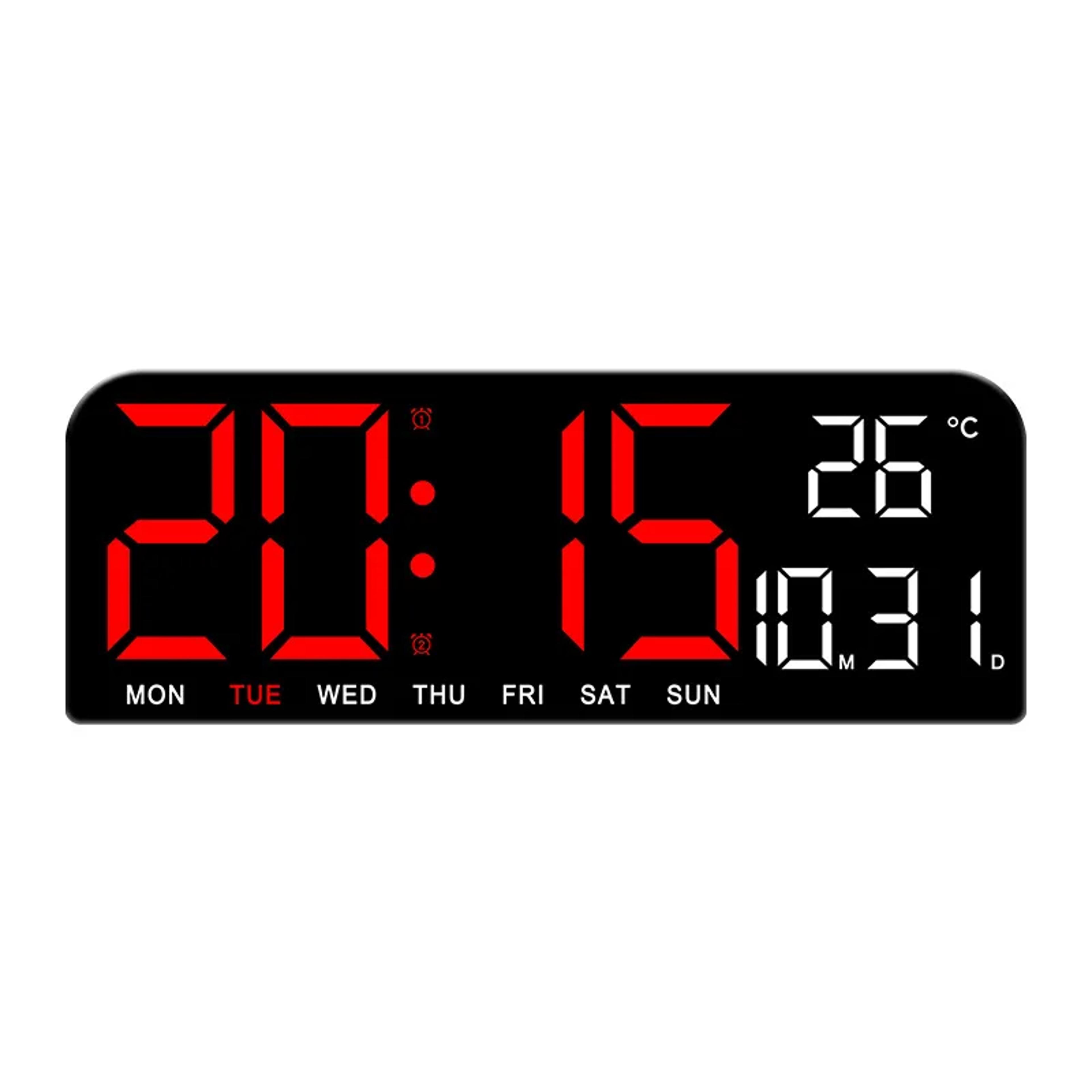 Large Digital Wall Clock LED Temperature Display USB Powered Alarm Clock 4