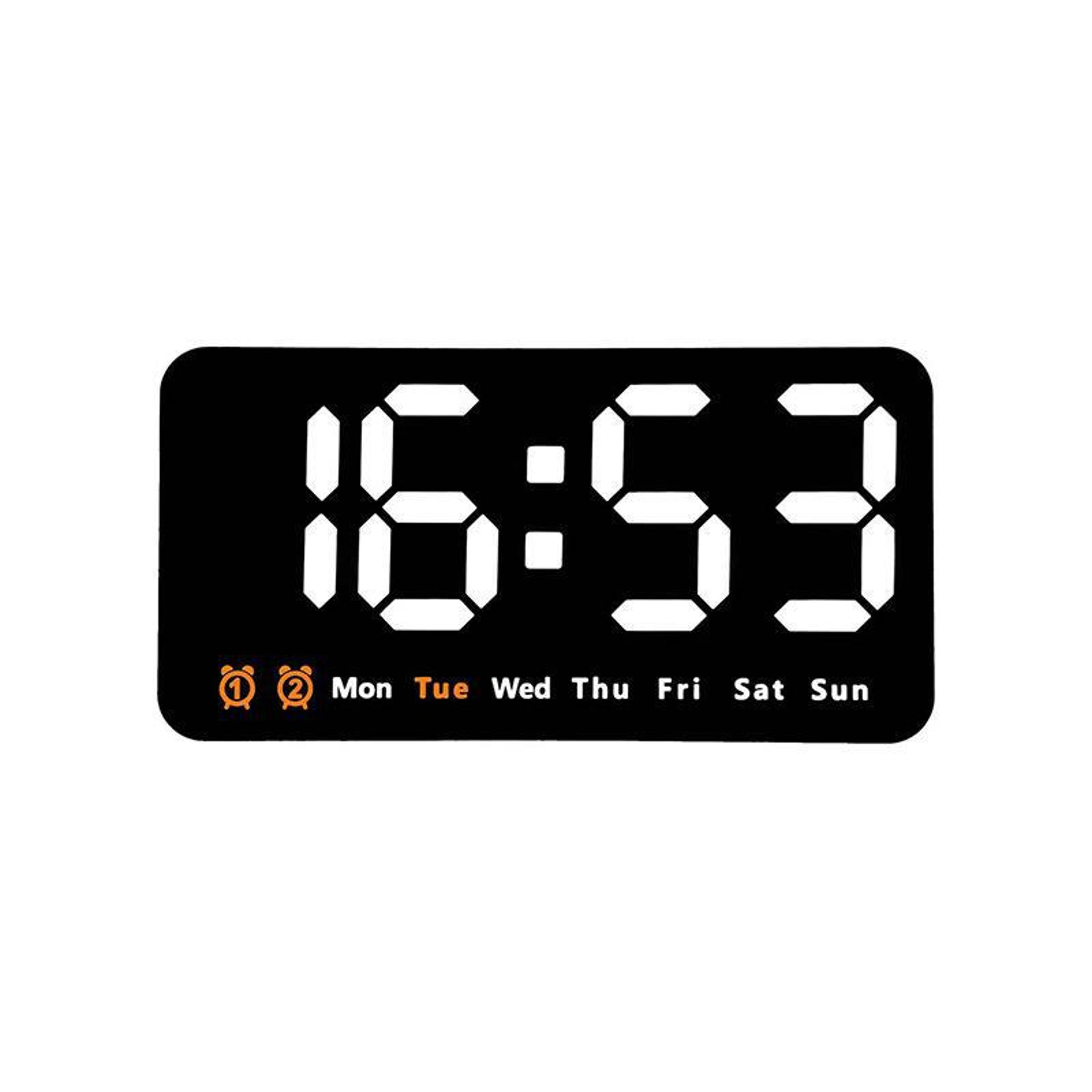 Voice Control Digital Wall Clock Large LED Clock With Temperature Display And Dual Alarm 12