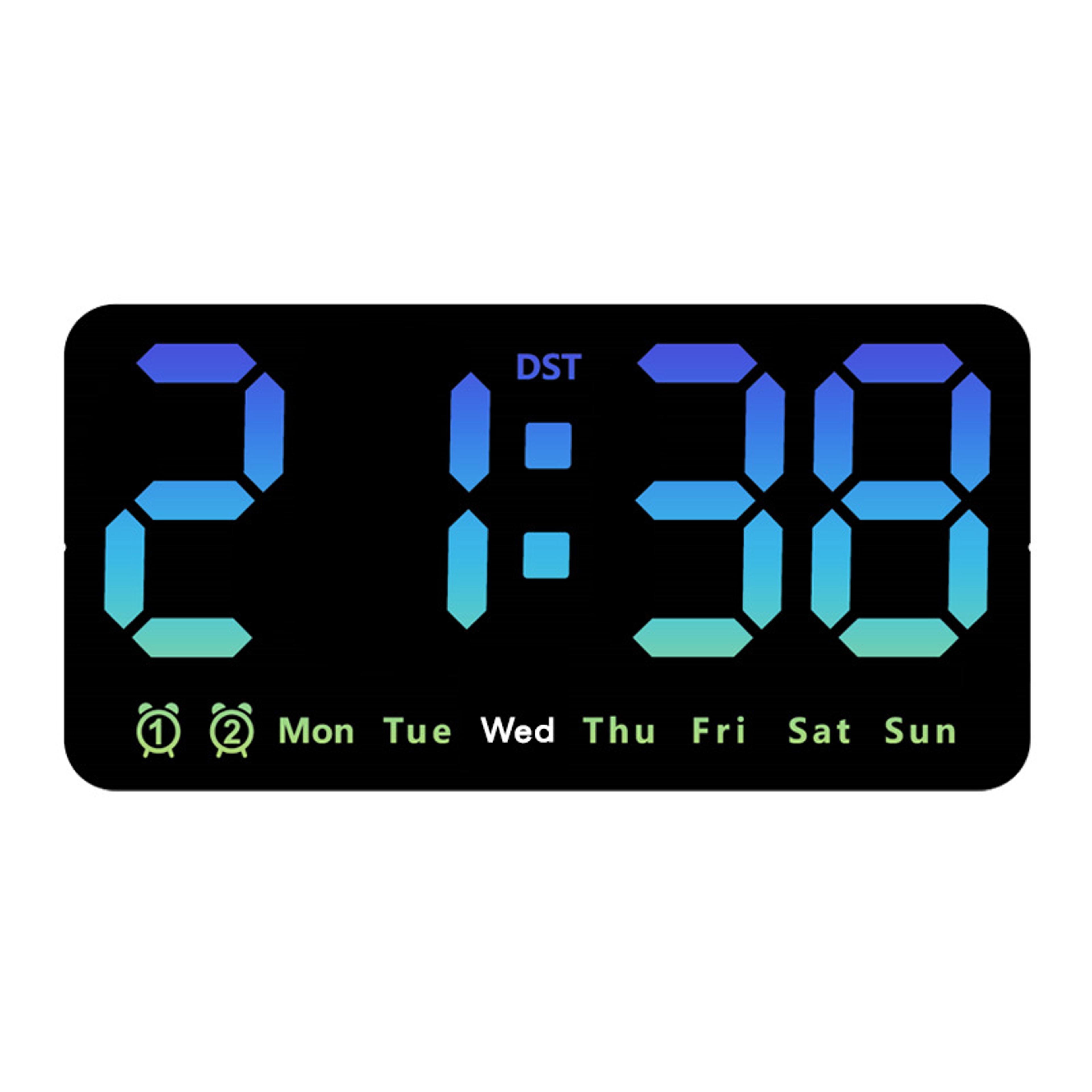 Voice Control Digital Wall Clock Large LED Clock With Temperature Display And Dual Alarm 4