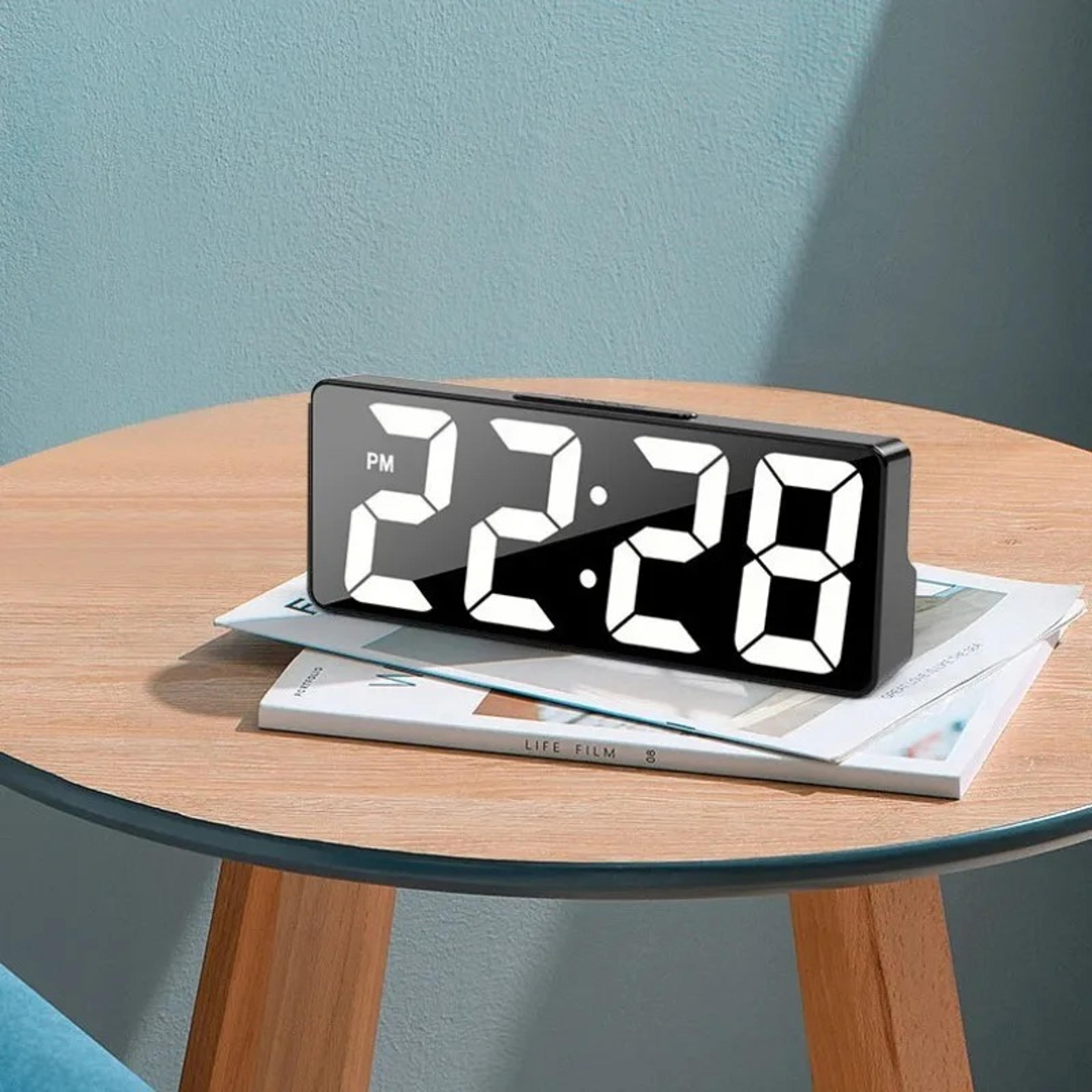 digital led alarm clock wake up light with temperature display adjustable brightness