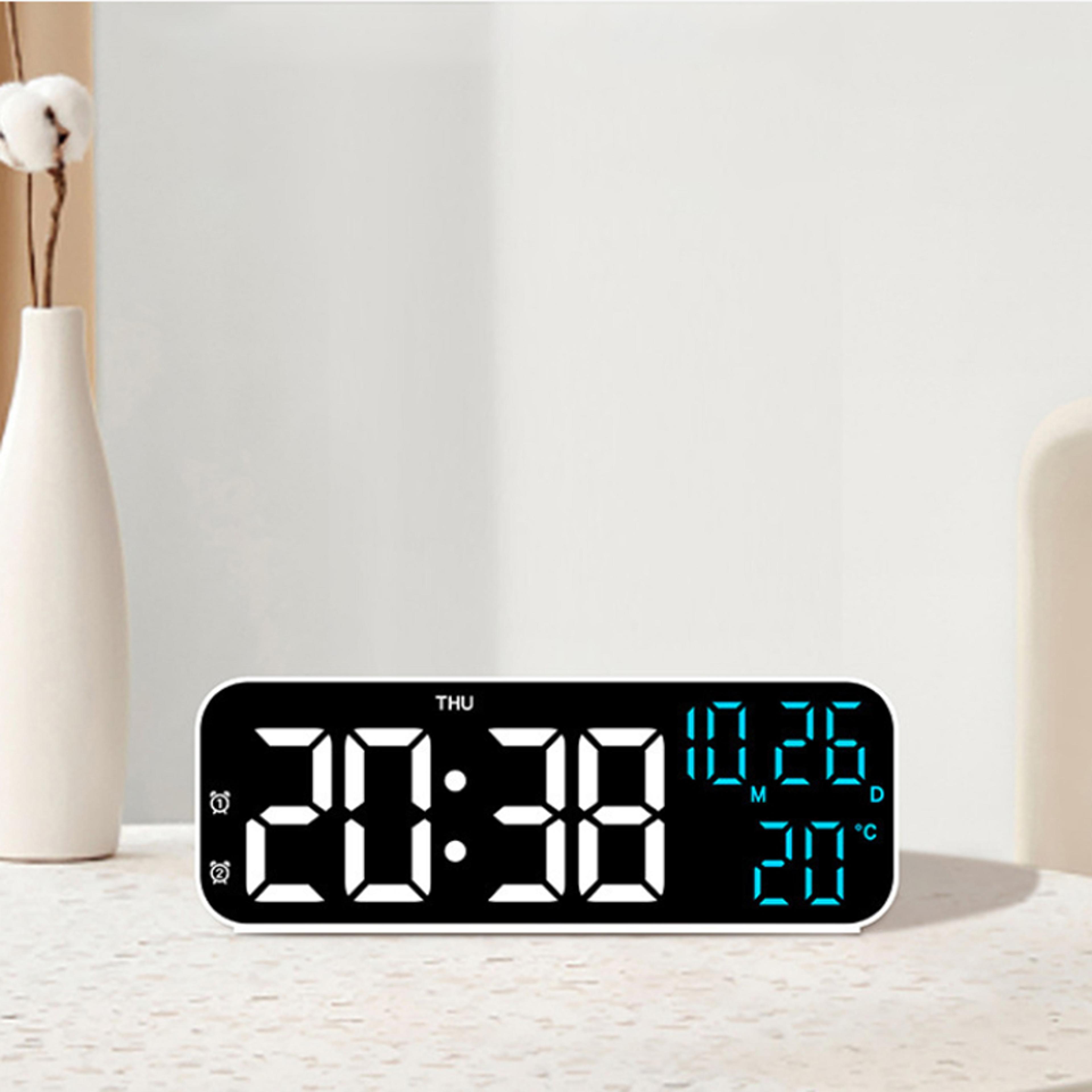 Digital Alarm Clock With LED Display Voice Control Clock Temperature Date Desk Clock 3