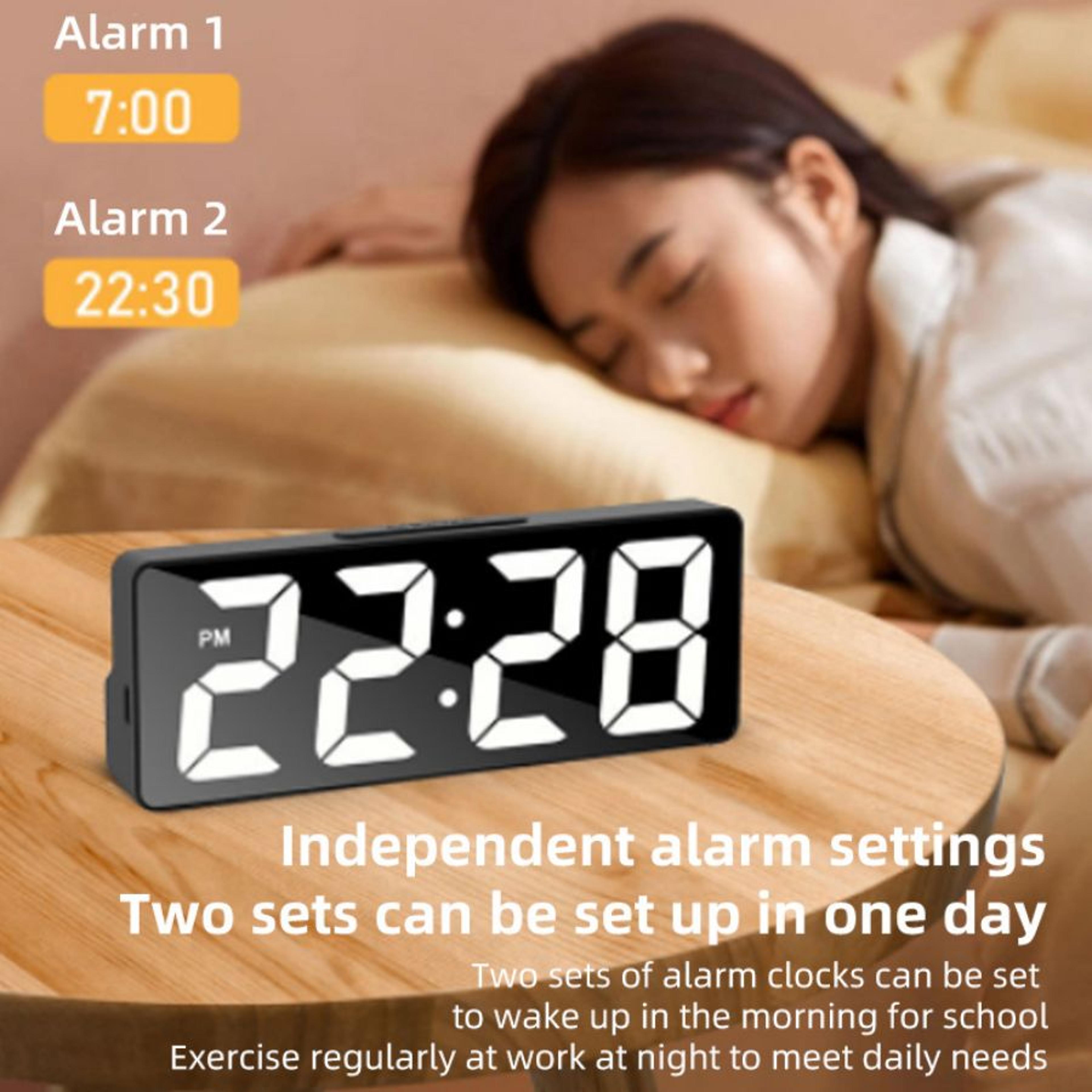 Voice Control LED Digital Alarm Clock With Temperature Display Dual Alarm Snooze And Night Mode 1