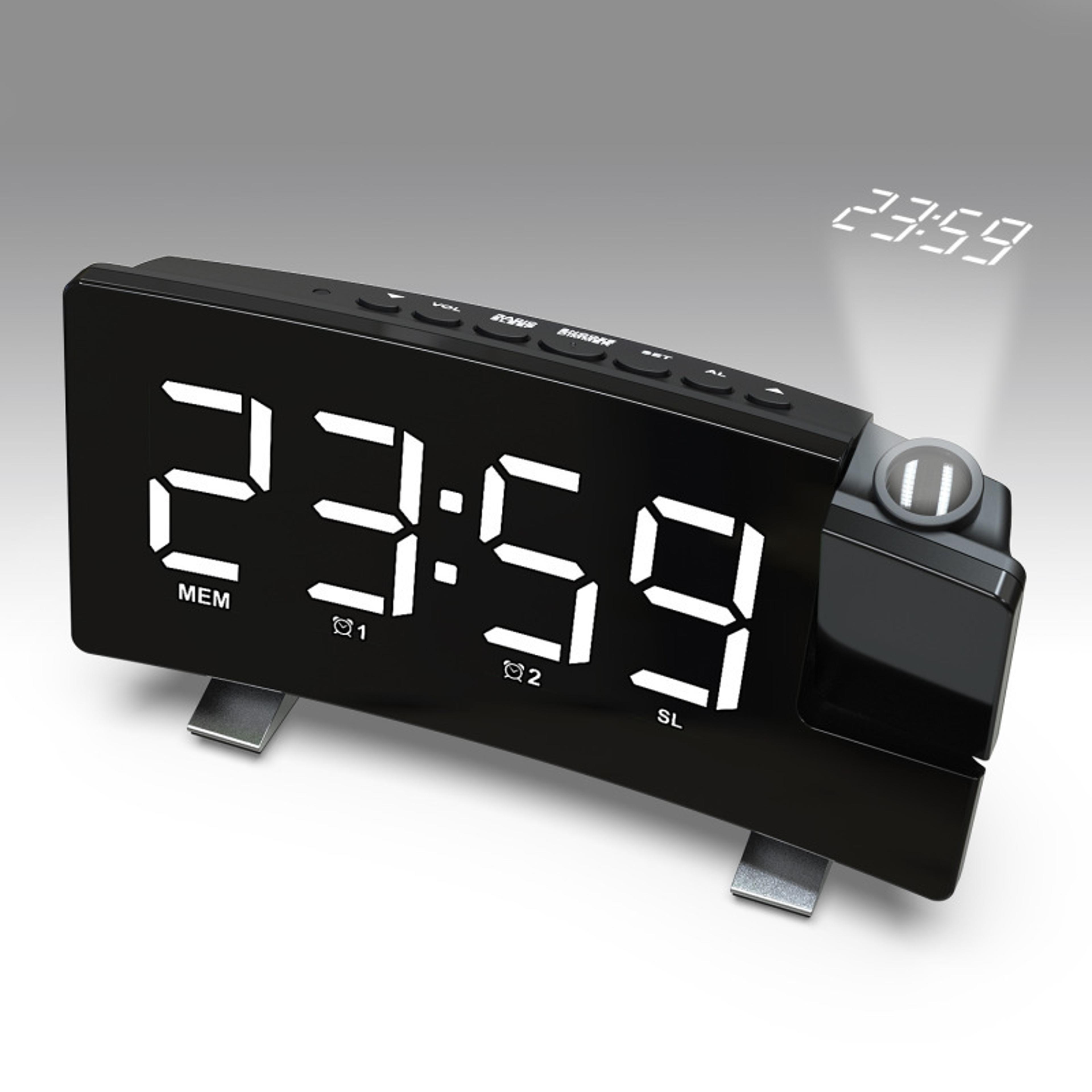 Projection Alarm Clock With 180 Ceiling Display Large LED Alarm Clock For Bedroom And Heavy Sleeper 0