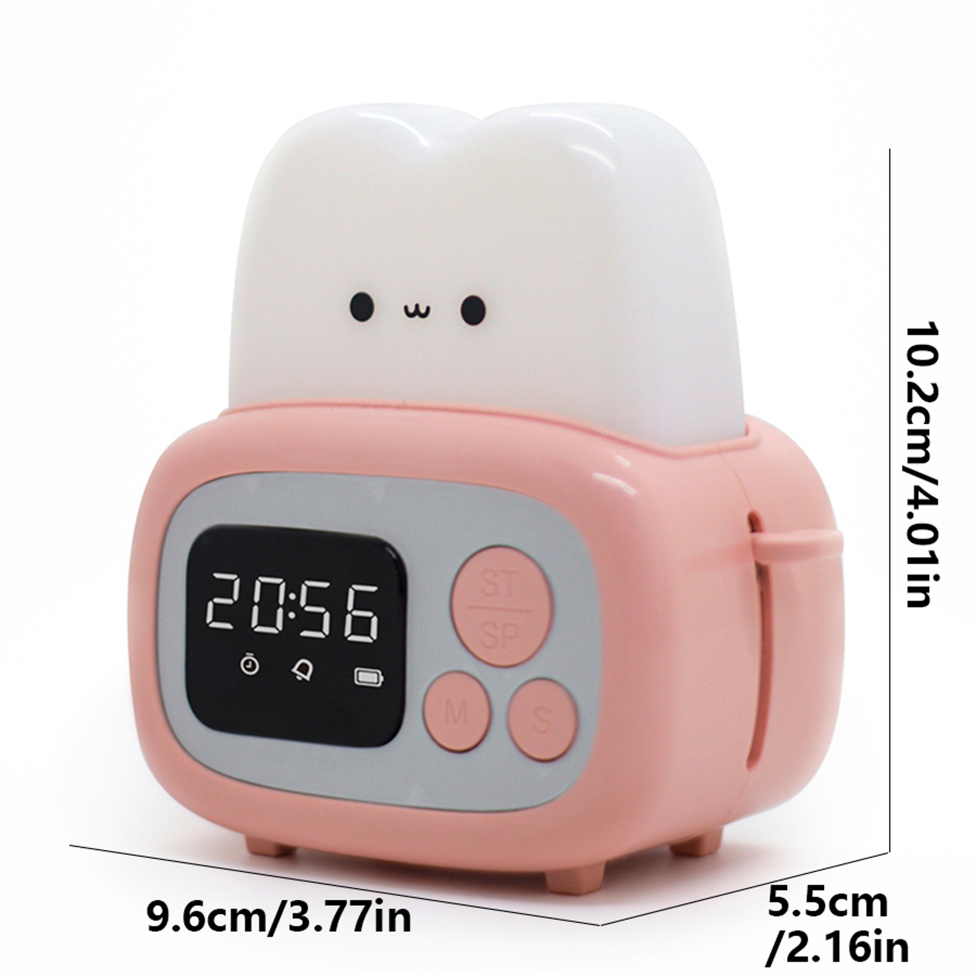 Cute LED Toaster Alarm Clock With Night Light And Timer For Bedroom Bedside Decor 6