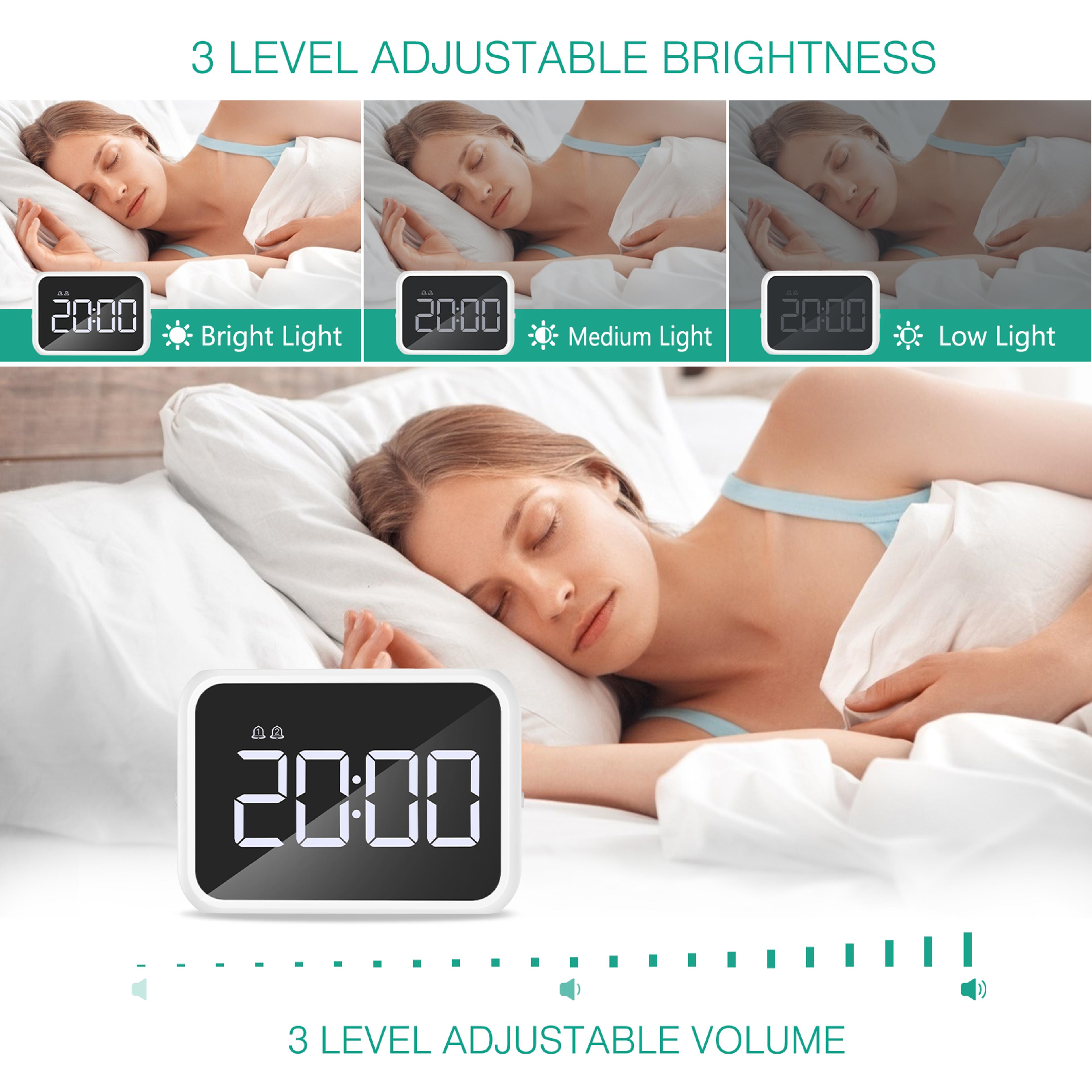 Modern Mirror LED Alarm Clock With USB Charging Digital Desk Clock 3
