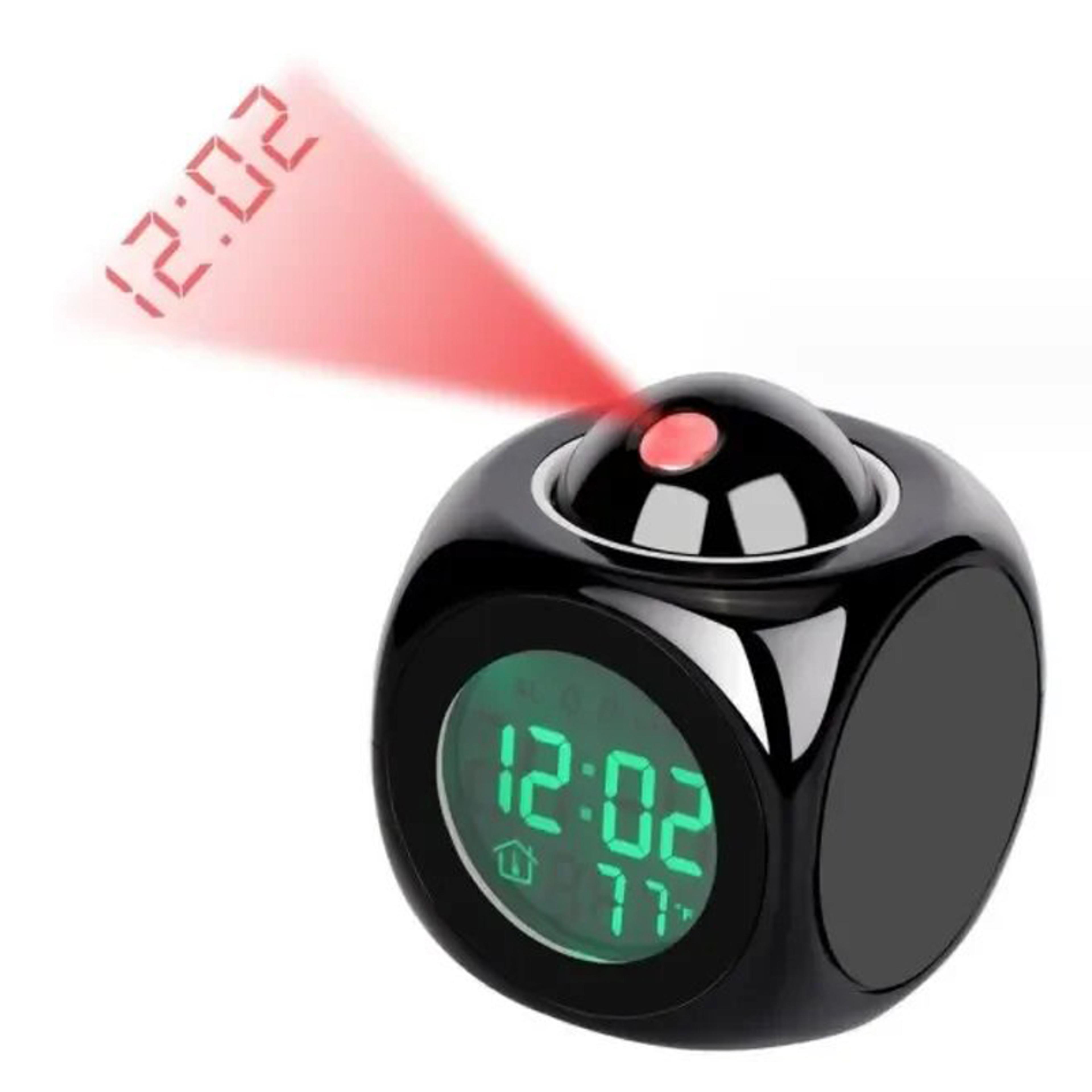 projection alarm clock with ceiling display digital clock temperature and voice control