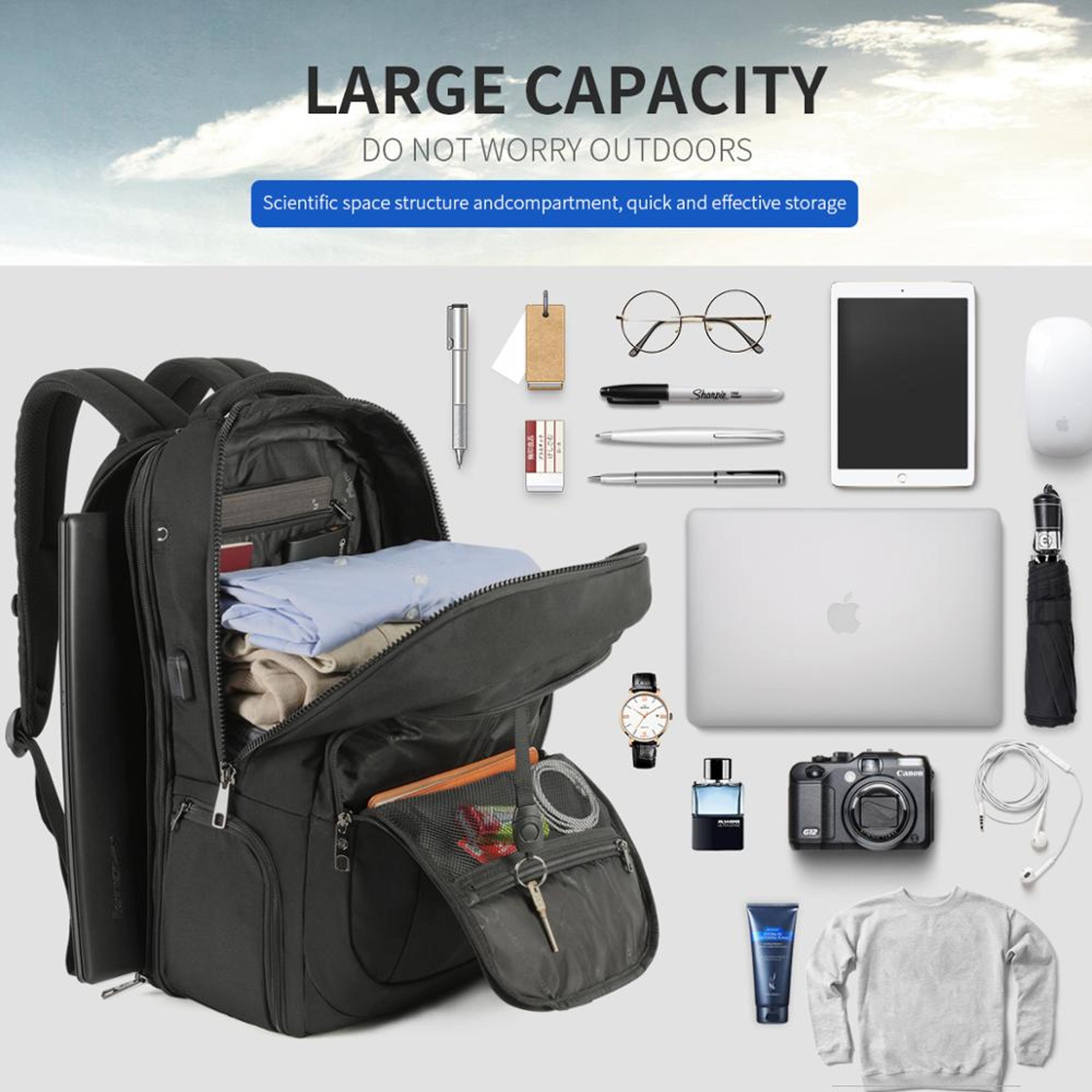 Laptop Backpack Large Capacity Anti Theft Travel Bag 5