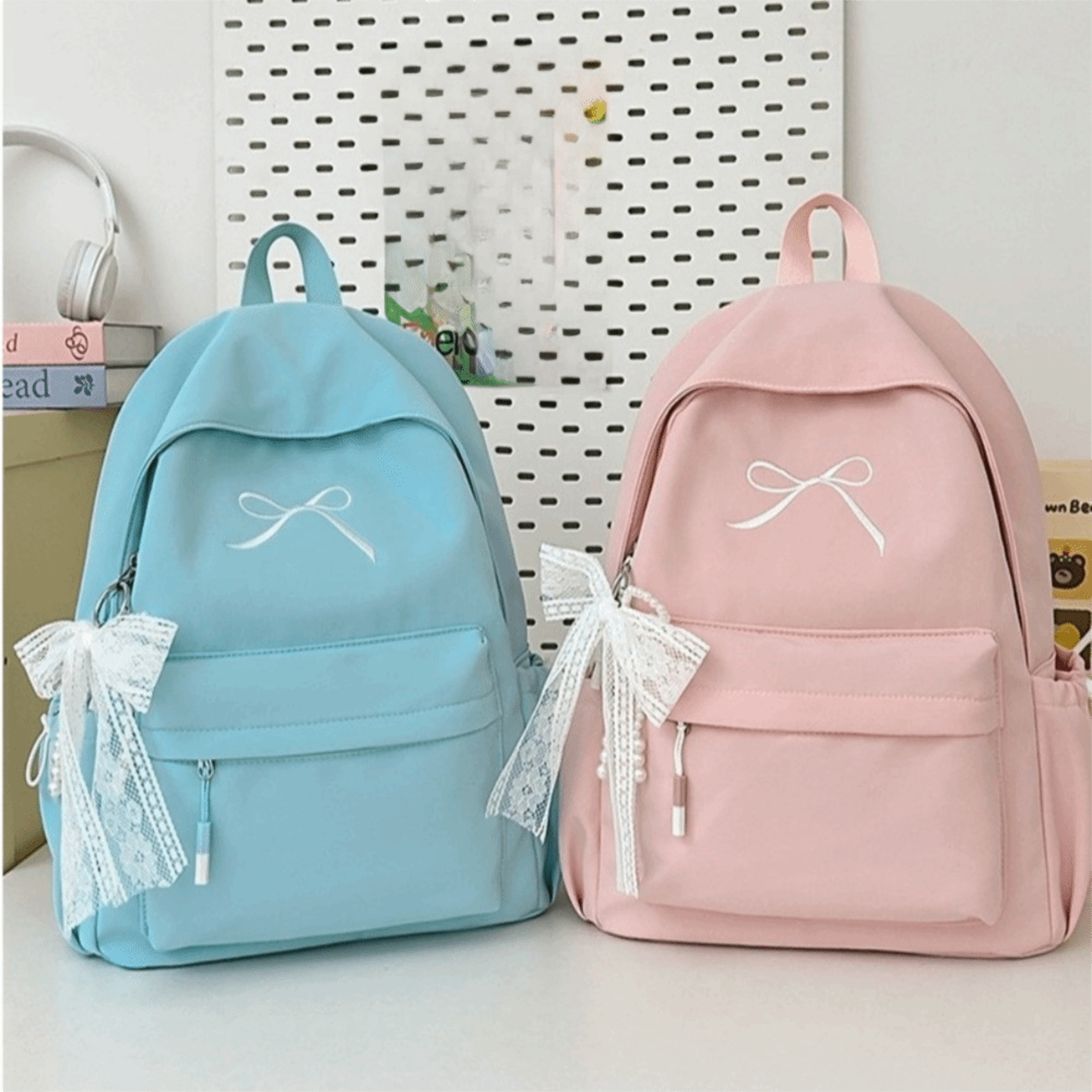 Embroidered Bow Girls Backpack Lightweight School Backpack Large Capacity Rucksack 10
