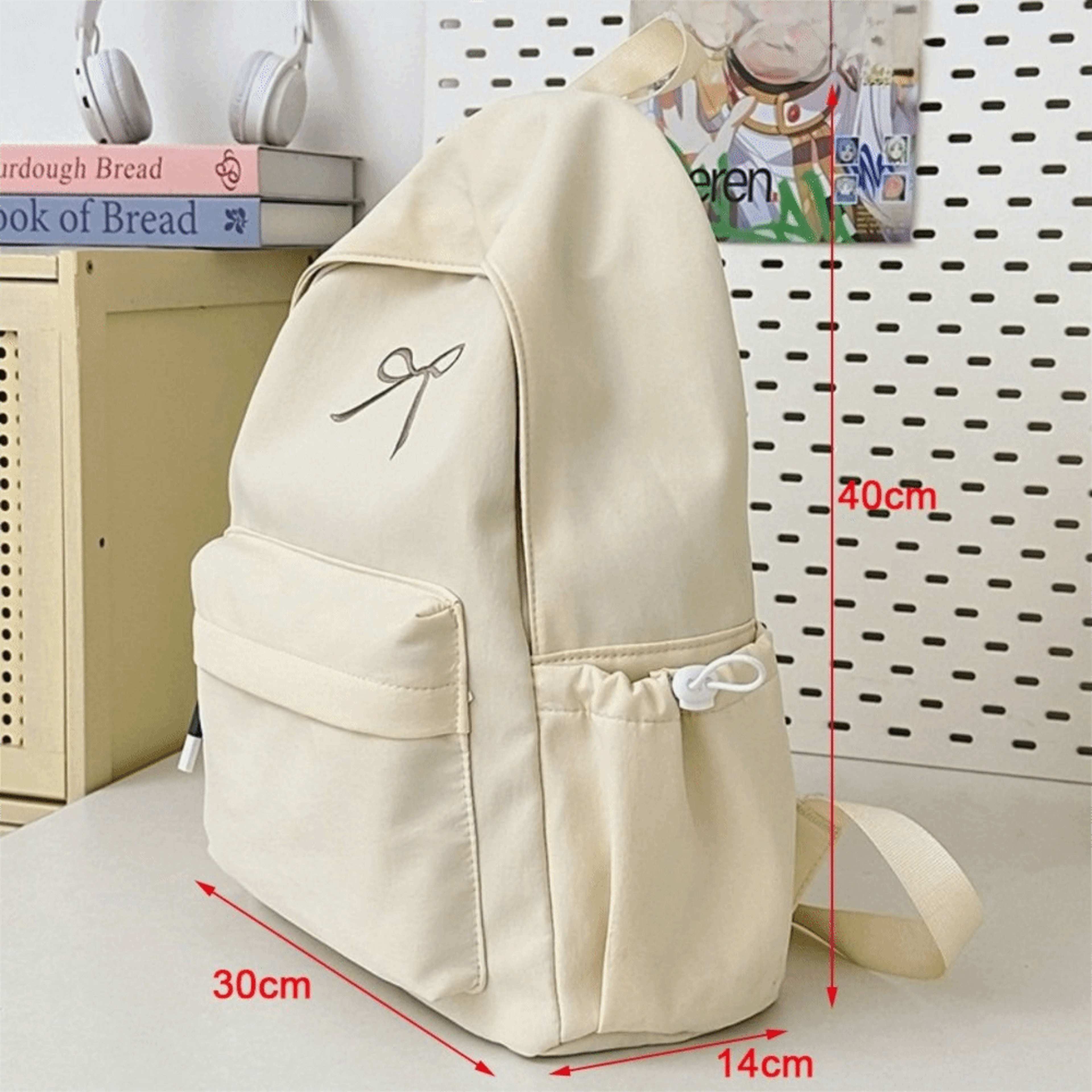 Embroidered Bow Girls Backpack Lightweight School Backpack Large Capacity Rucksack 12