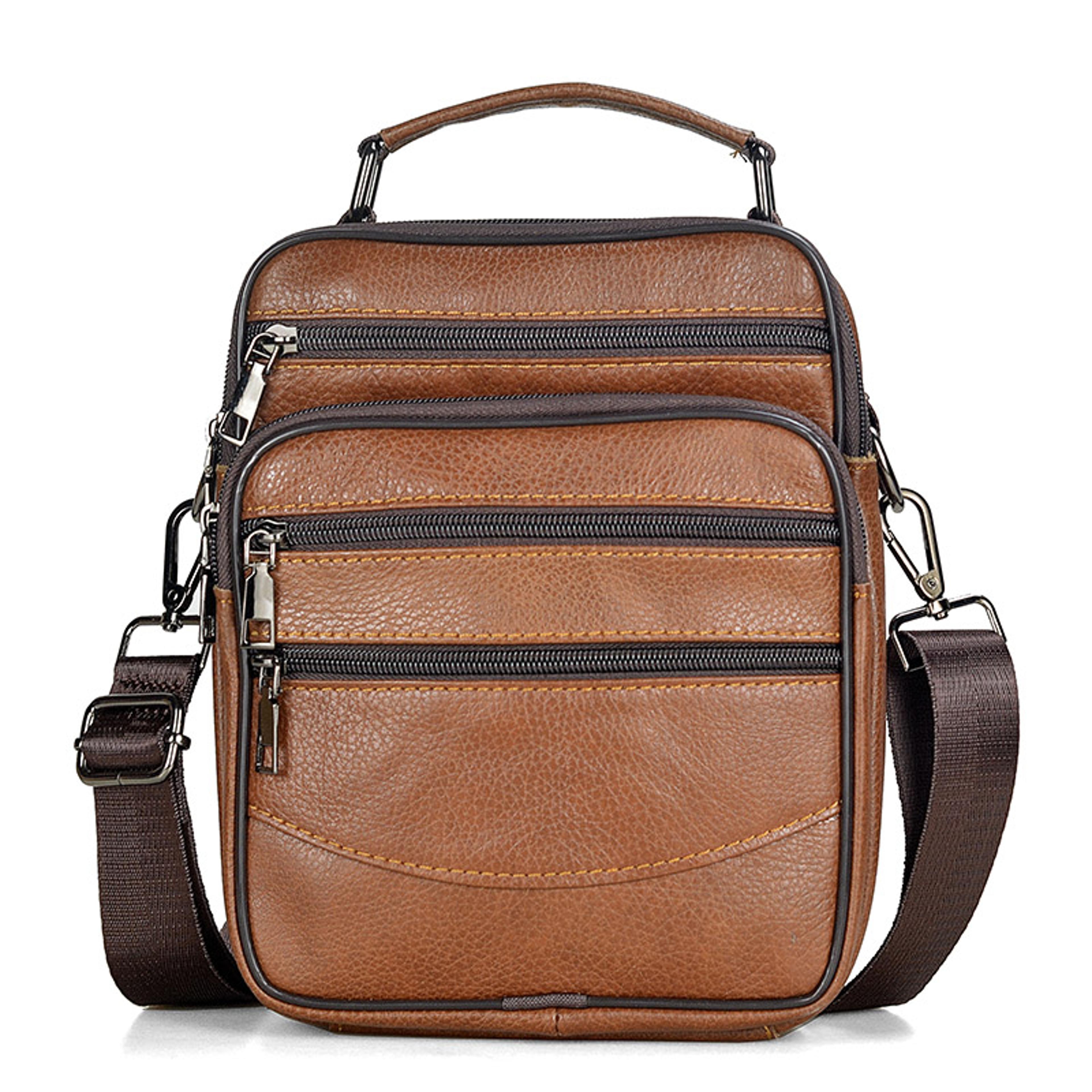 Genuine Leather Messenger Bag For Men Cowhide Shoulder Bag Tablet Crossbody Briefcase 0