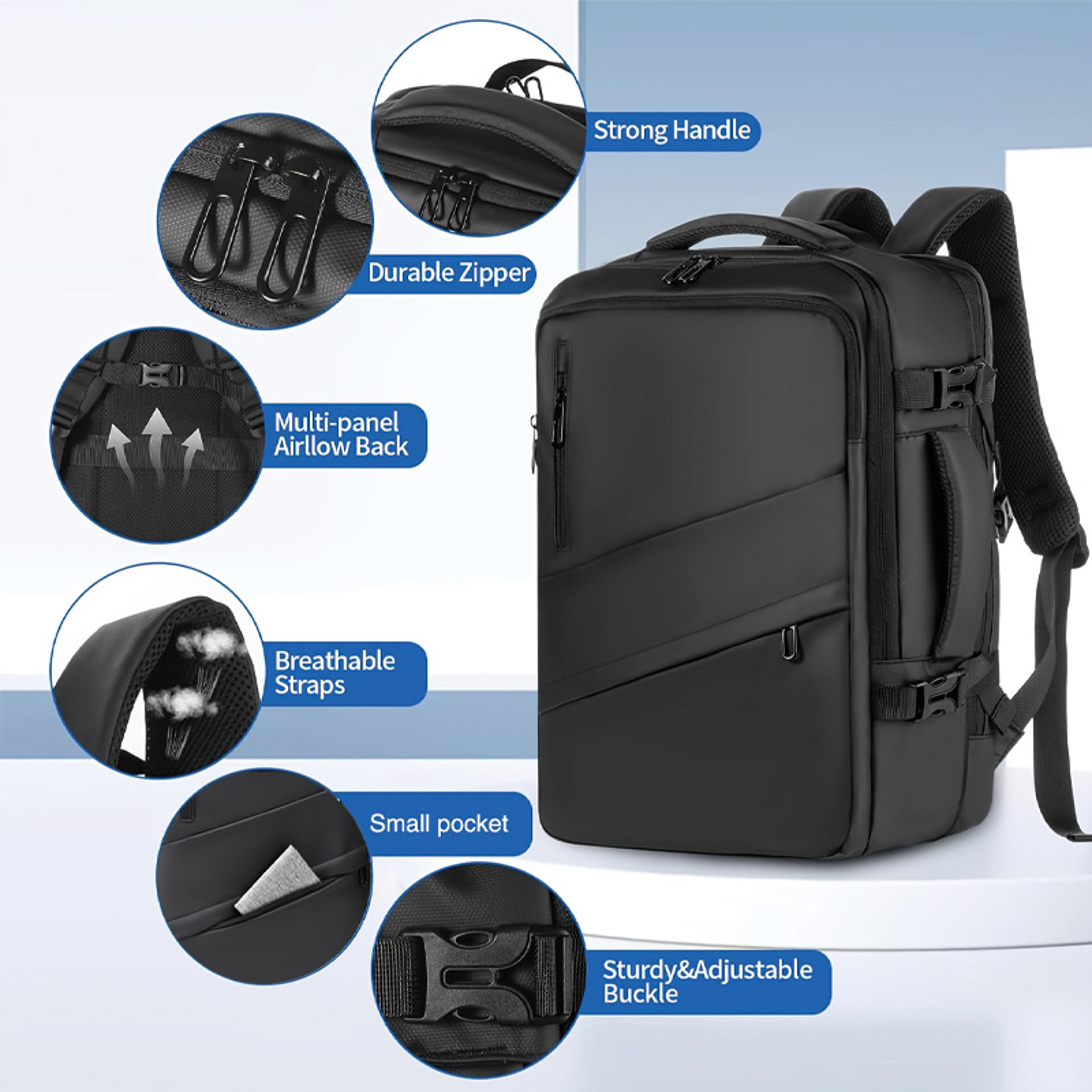 Expandable Waterproof Travel Laptop Backpack With USB Charging Port 6