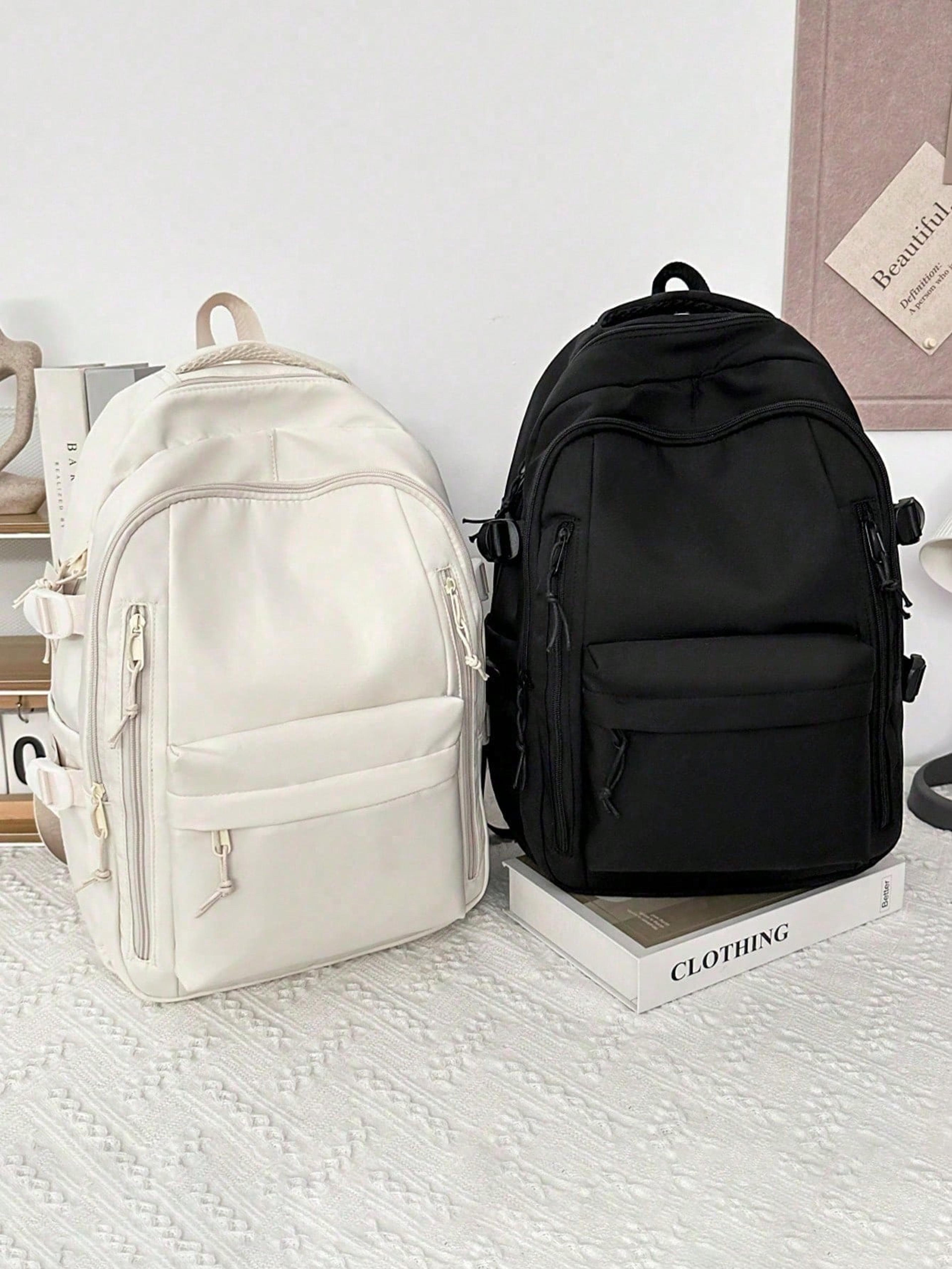 Everyday Lightweight Nylon Backpack With Large Capacity Multi Pocket Storage 0