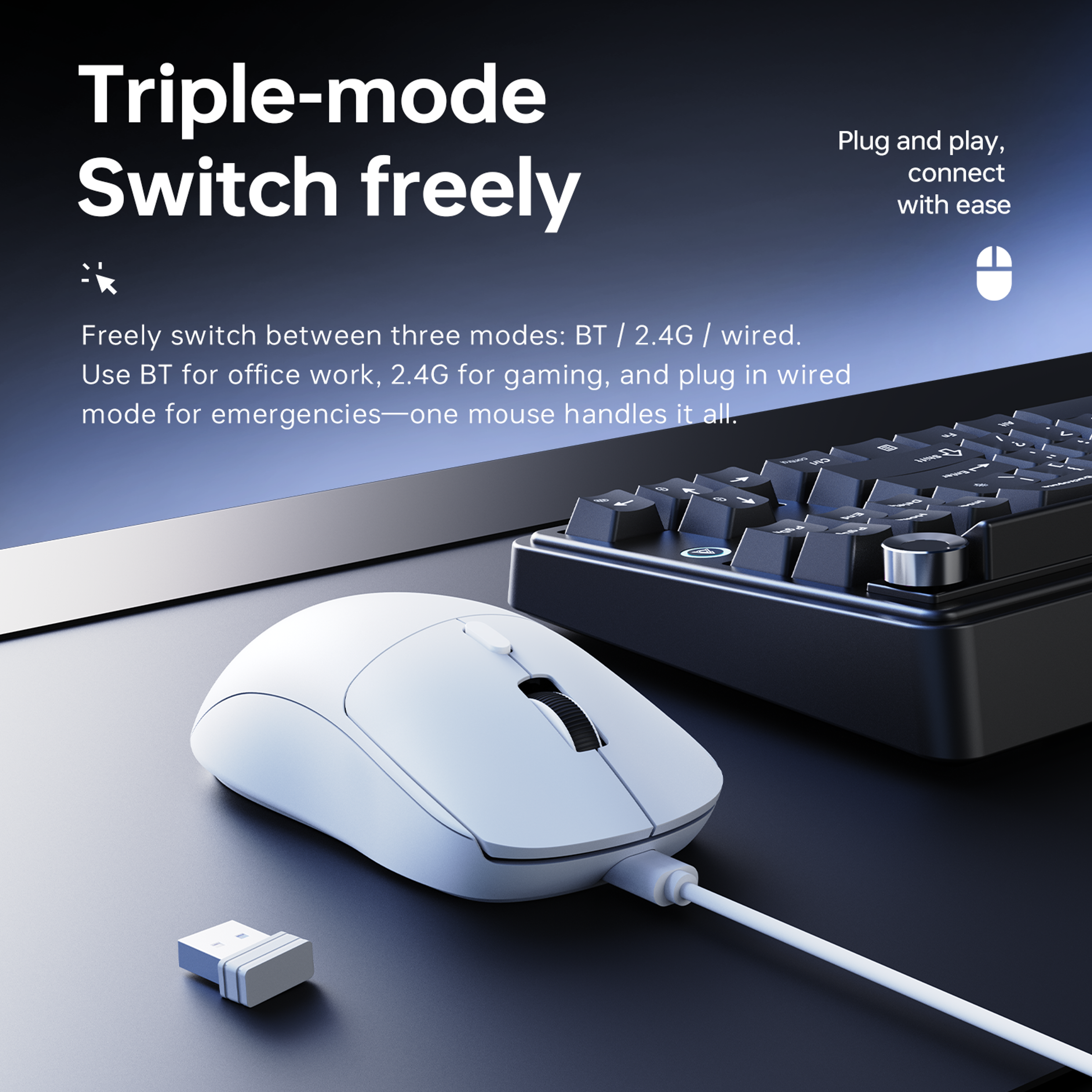 Tri Mode Wireless Mouse With Display For Gaming And Office 3