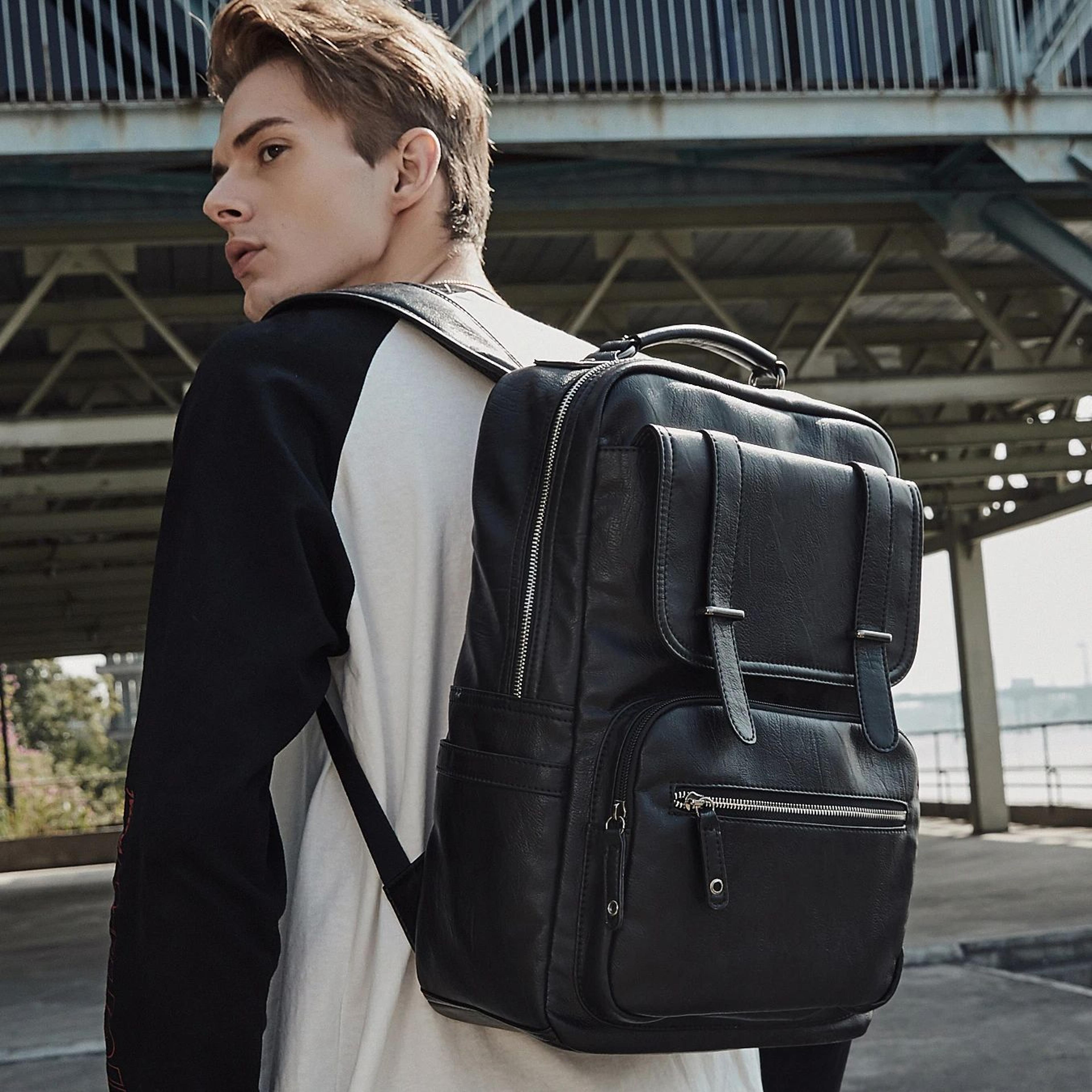 Vintage Waterproof Leather Laptop Backpack For Men 7