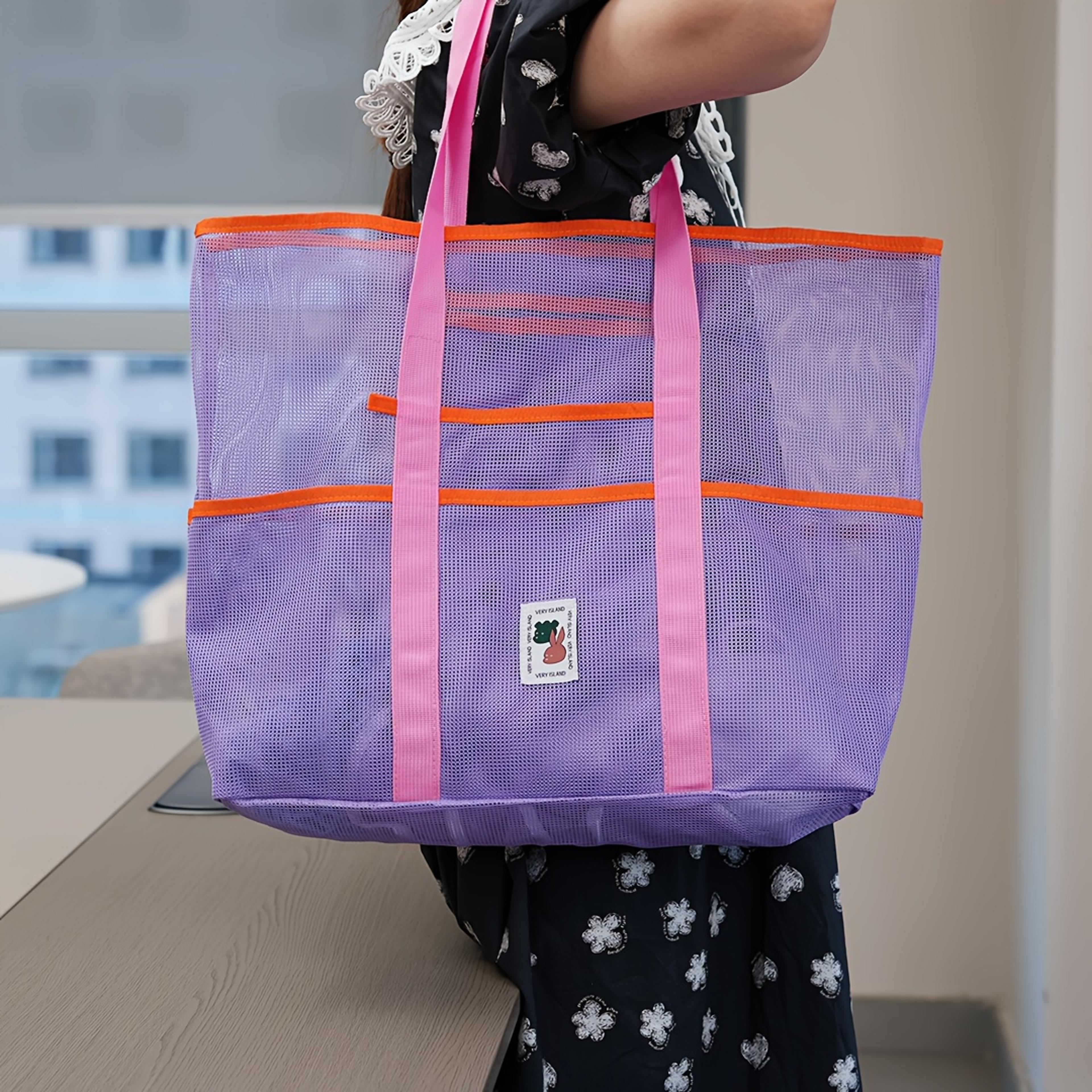 Breezy Carry Large Mesh Beach Tote Bag With Multi Pockets 1