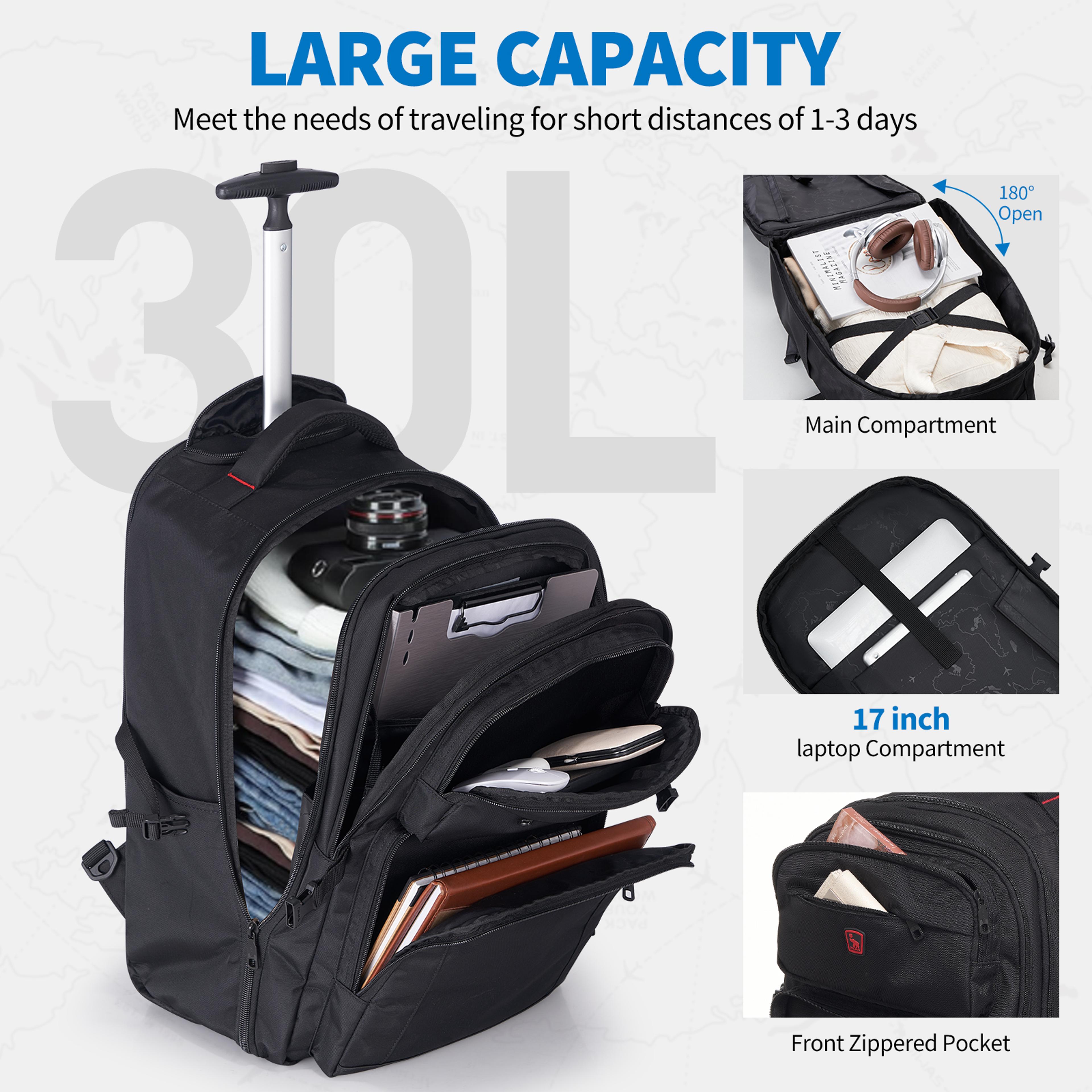 Large Capacity Rolling Travel Backpack With Trolley Handle For Business Trips 3