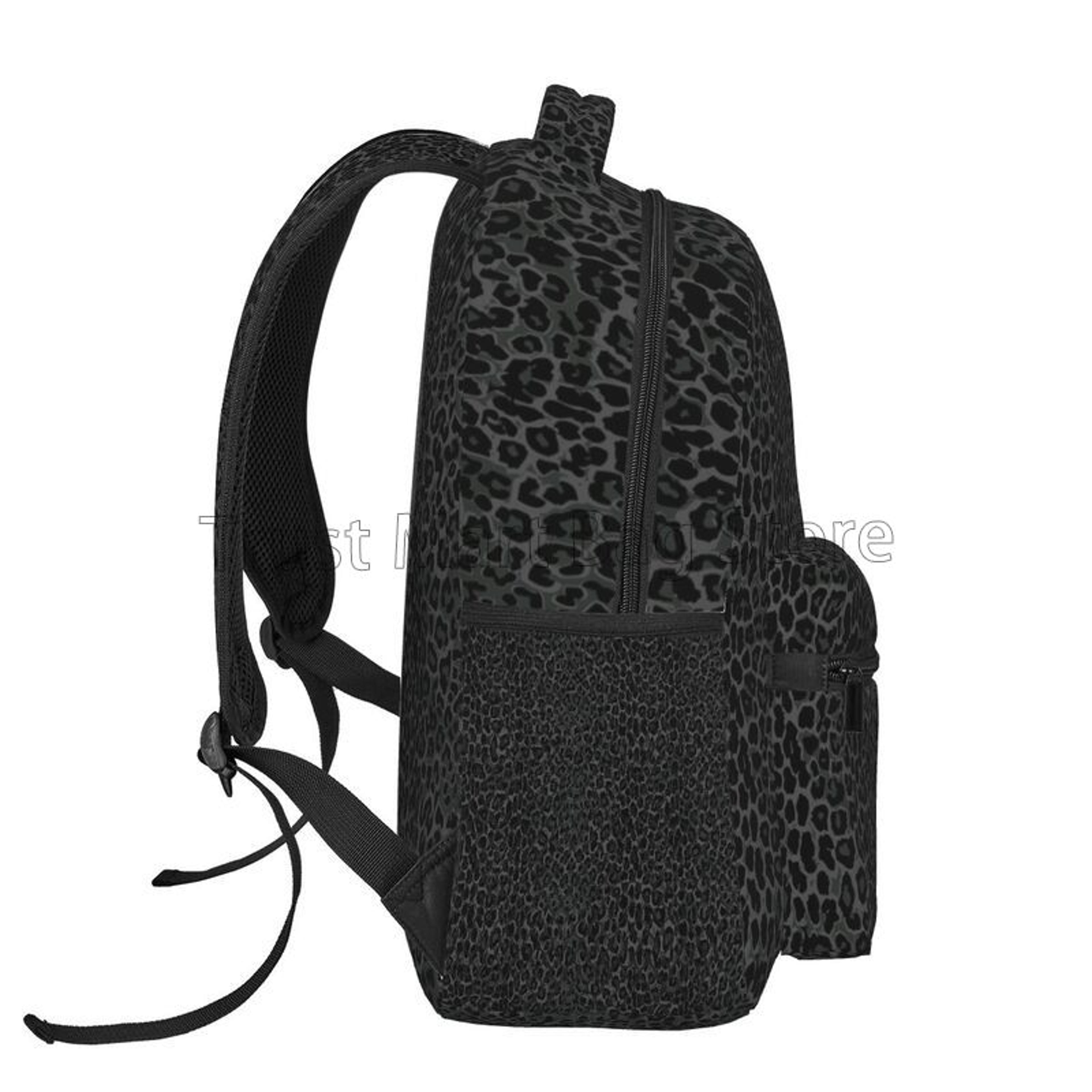 Black Leopard Print Backpack Lightweight Laptop Daypack For School And Travel 3