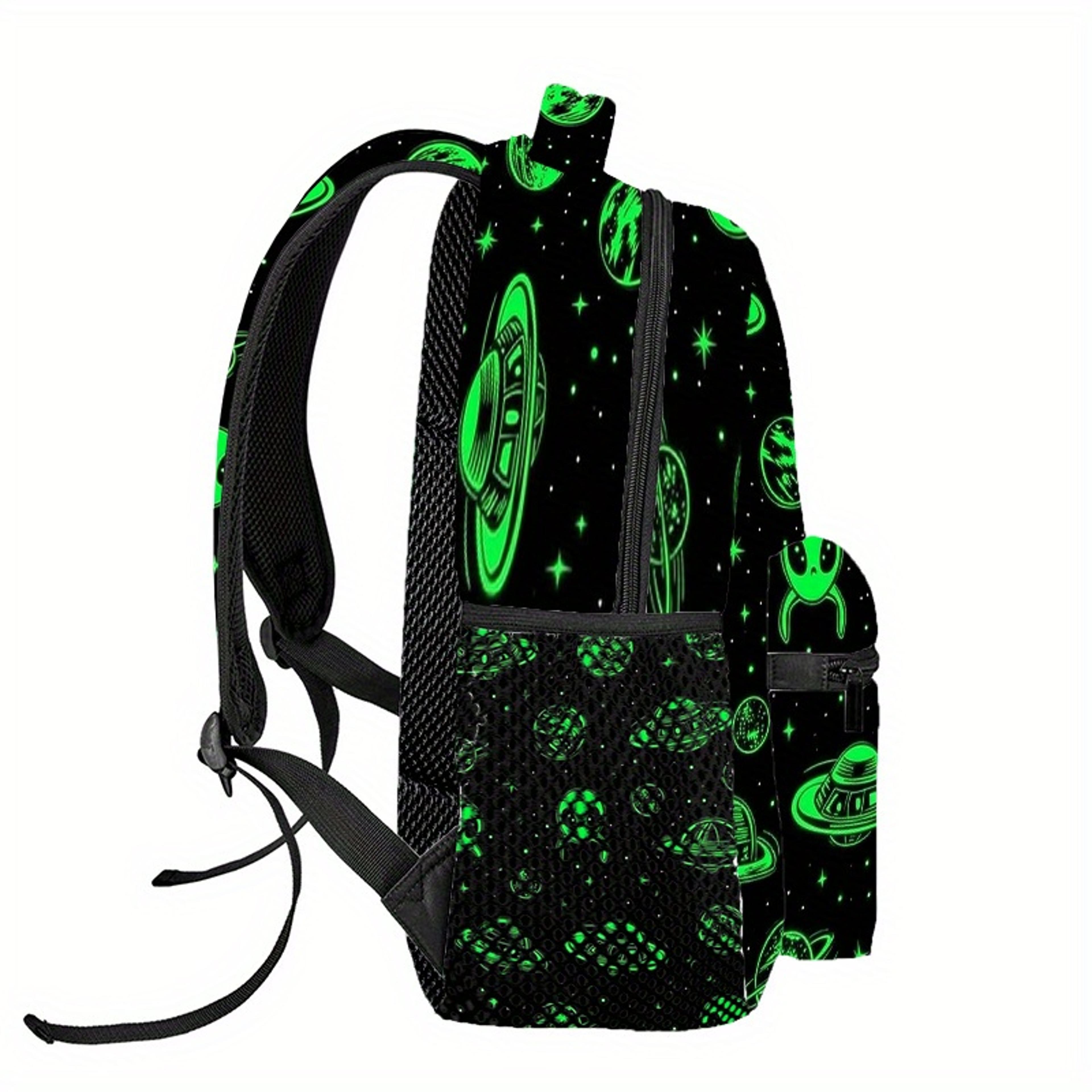 Product Name Green Alien UFO Backpack Lightweight Space Laptop Bookbag 2