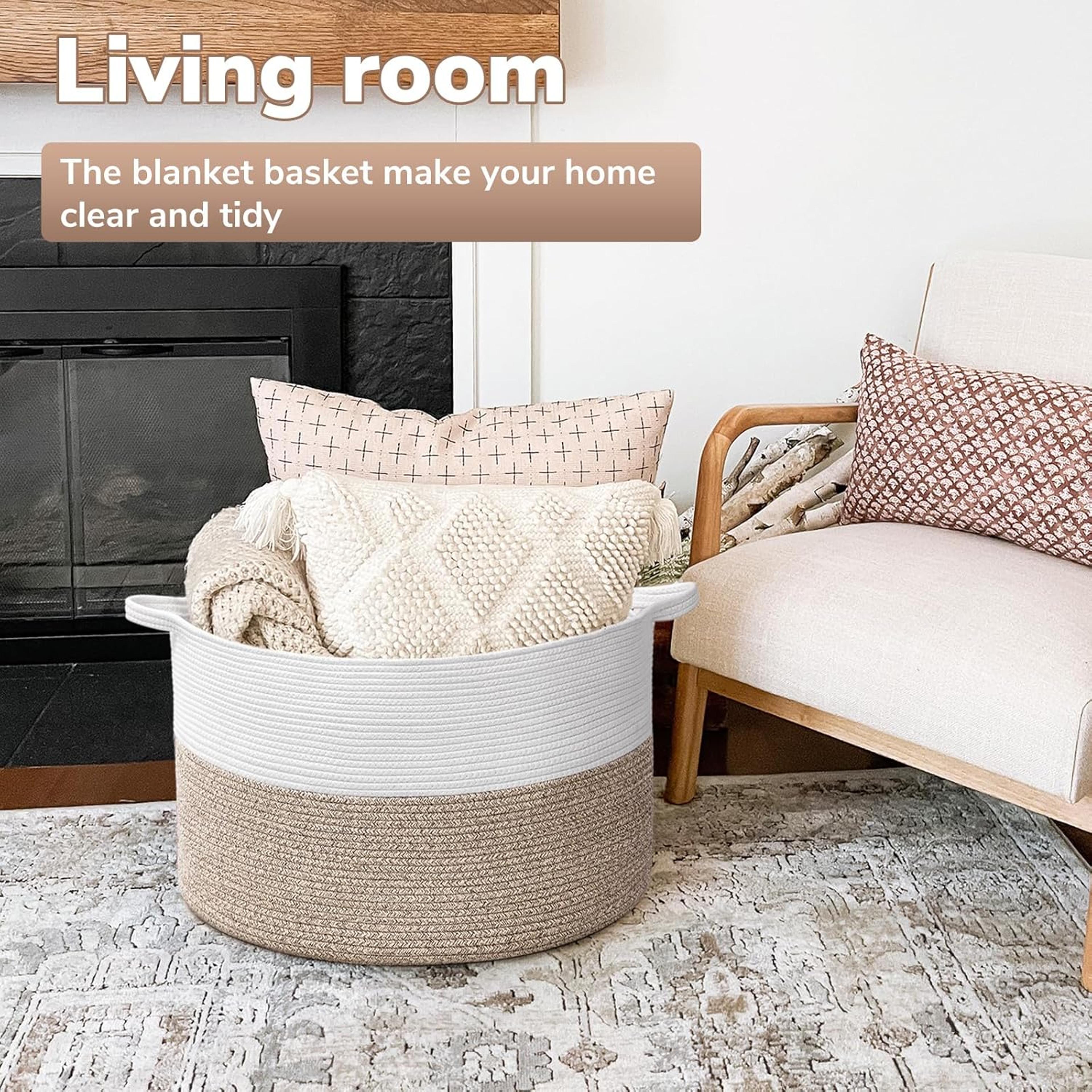 Extra Large Cotton Rope Basket For Blanket Toy And Laundry Storage 6