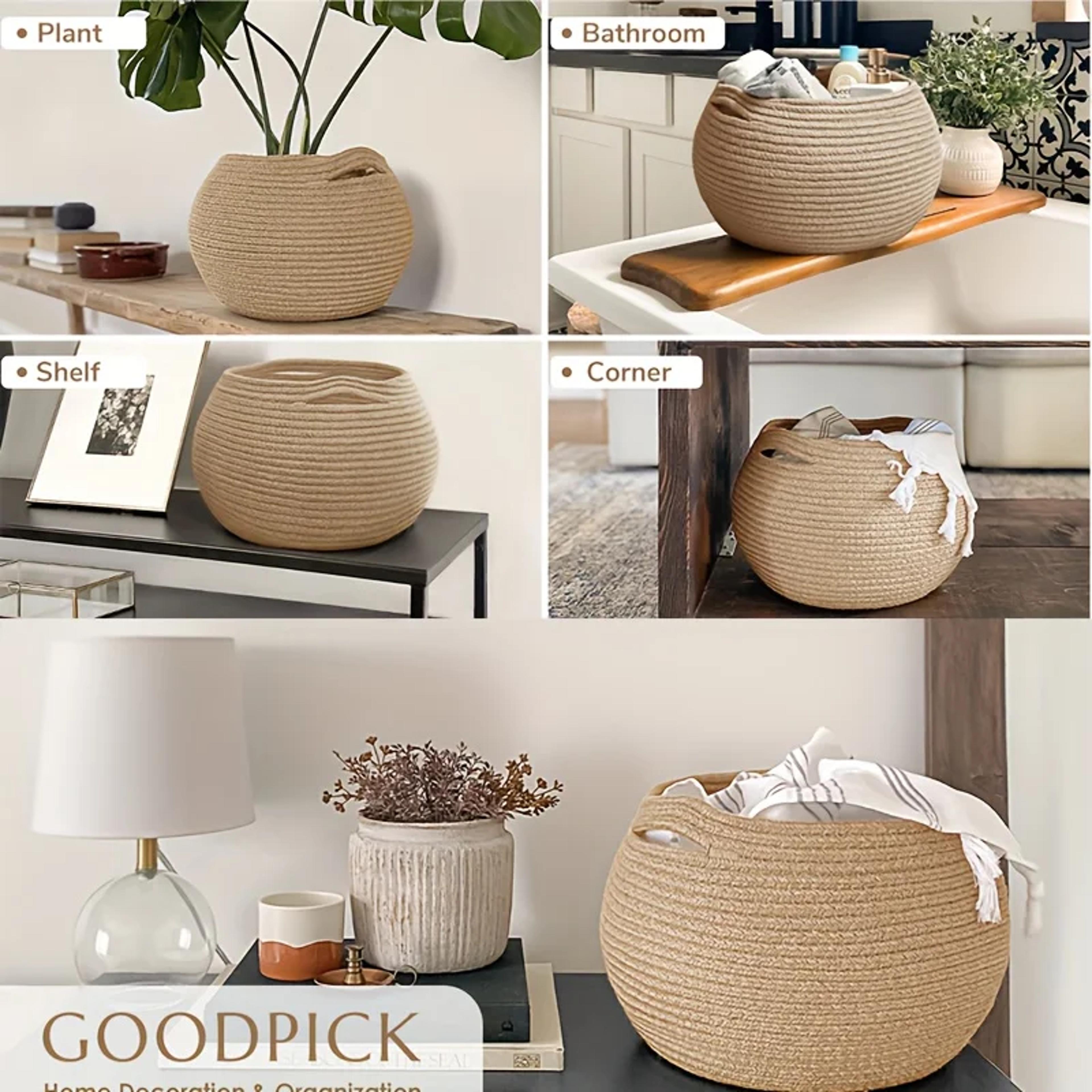 Foldable Cotton Rope Laundry Basket With Handles For Clothes Toys And Home Storage 6
