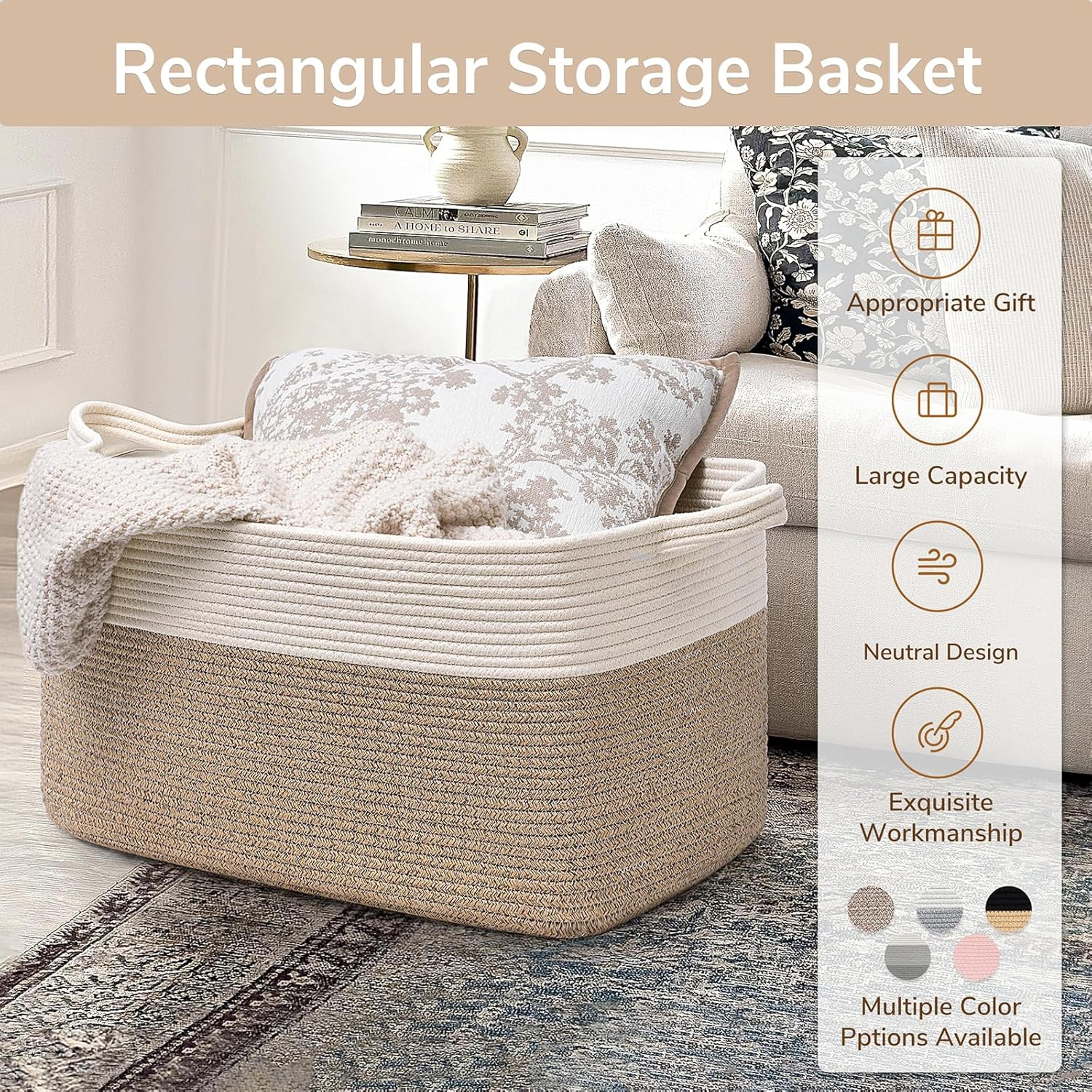 Cotton Rope Storage Basket Woven Cube Shelf Organizer For Home 6