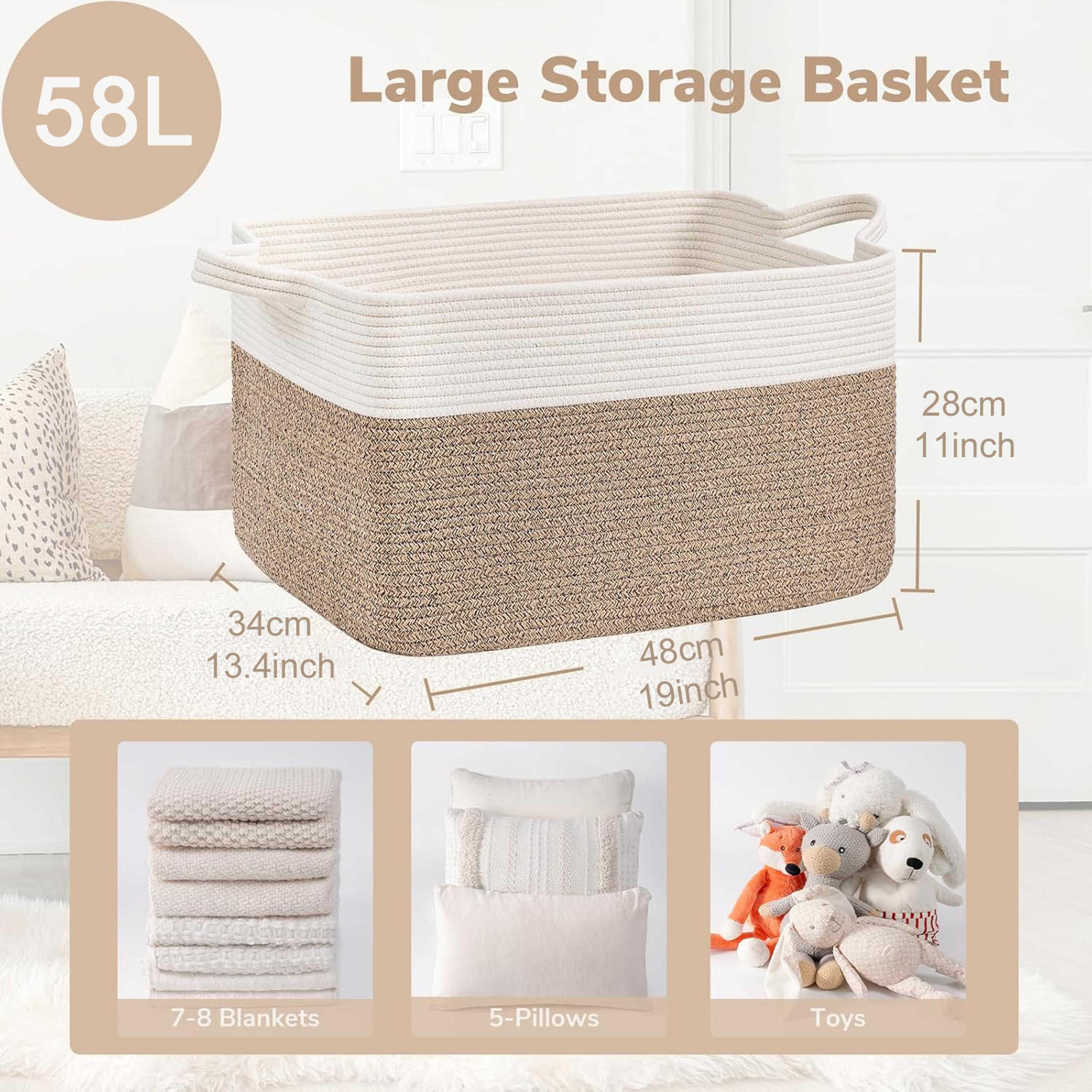 Cotton Rope Storage Basket Woven Cube Shelf Organizer For Home 7