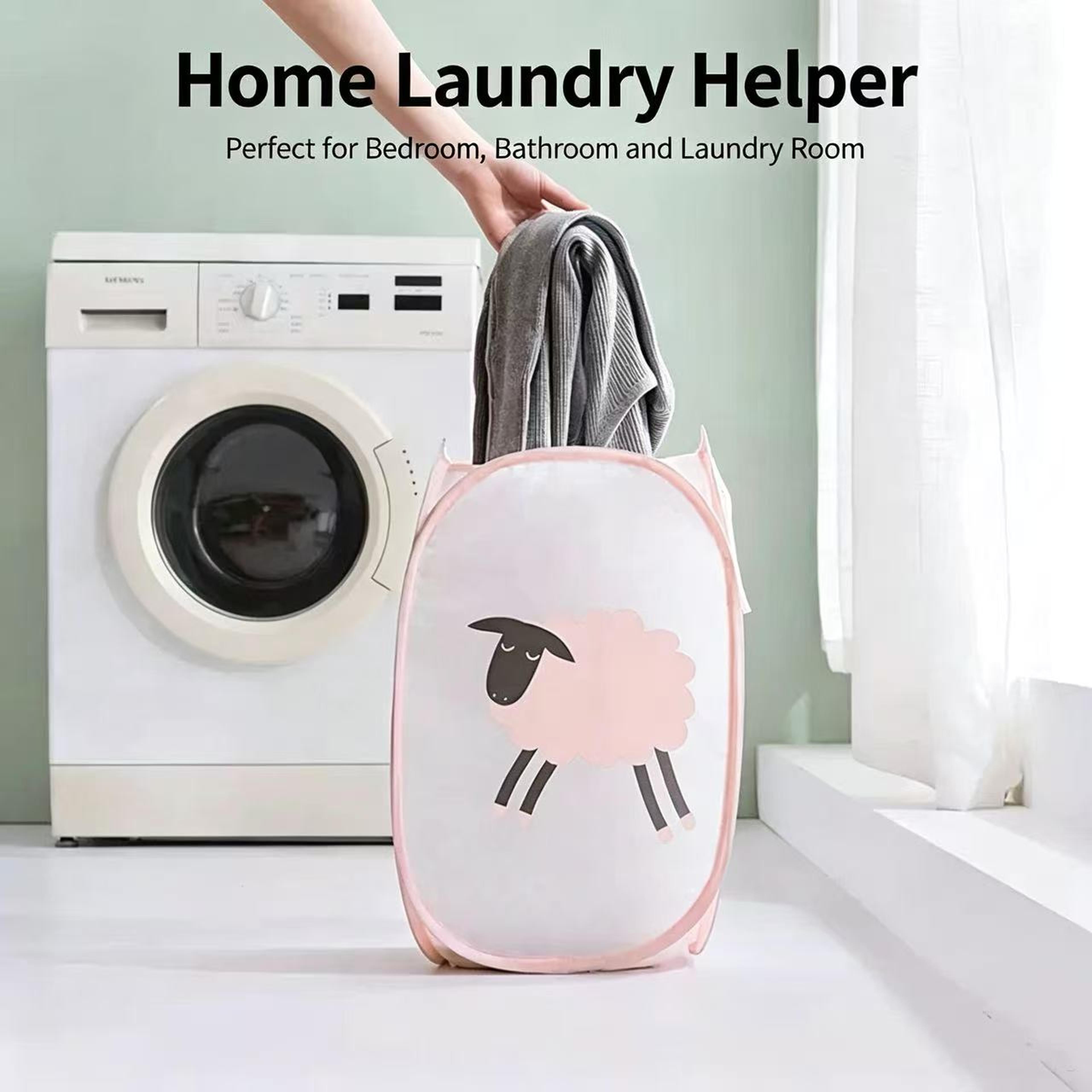 Cute Foldable Mesh Laundry Basket Breathable Collapsible Clothes Hamper 5