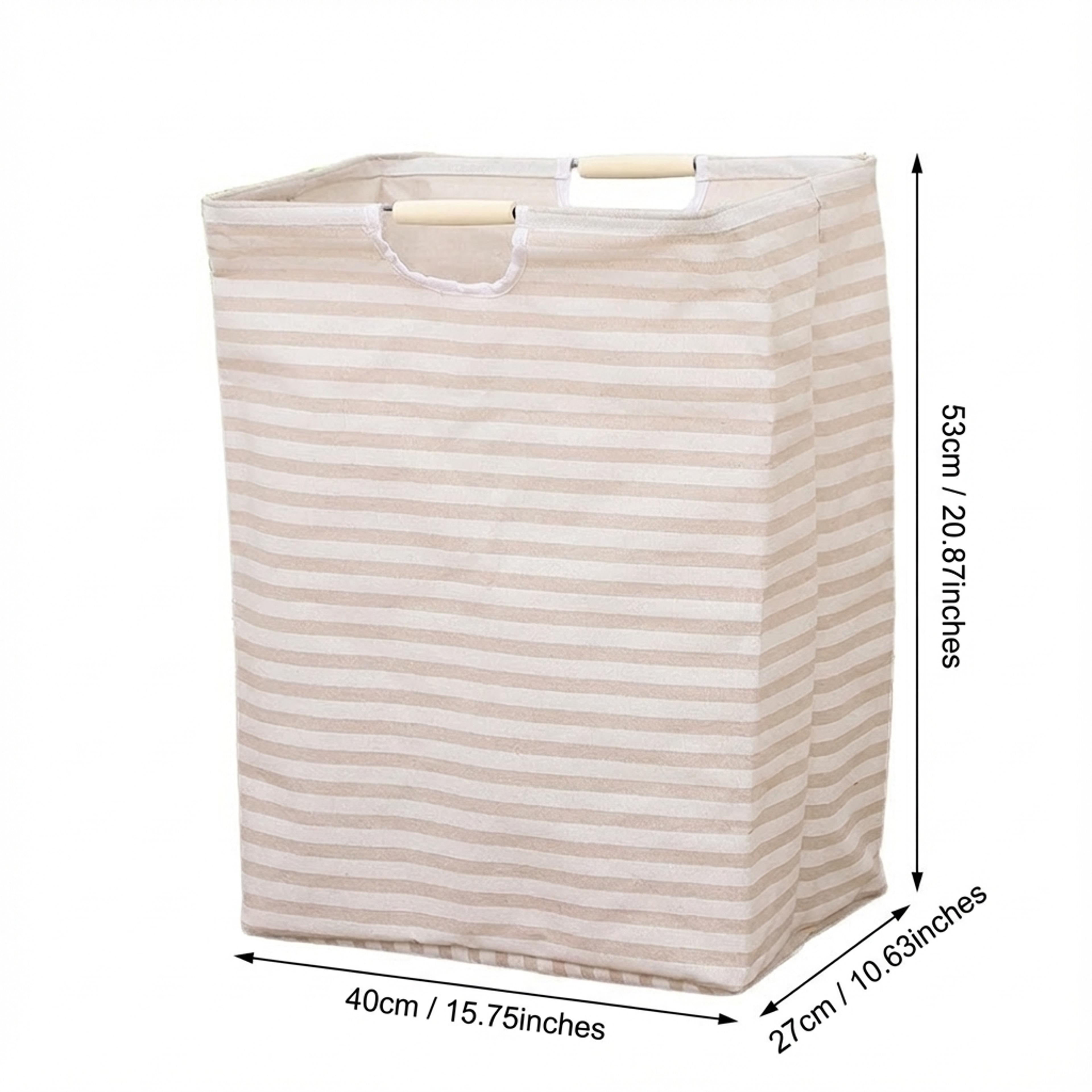Foldable Cotton Linen Laundry Basket With Handles Multipurpose Storage Hamper 2