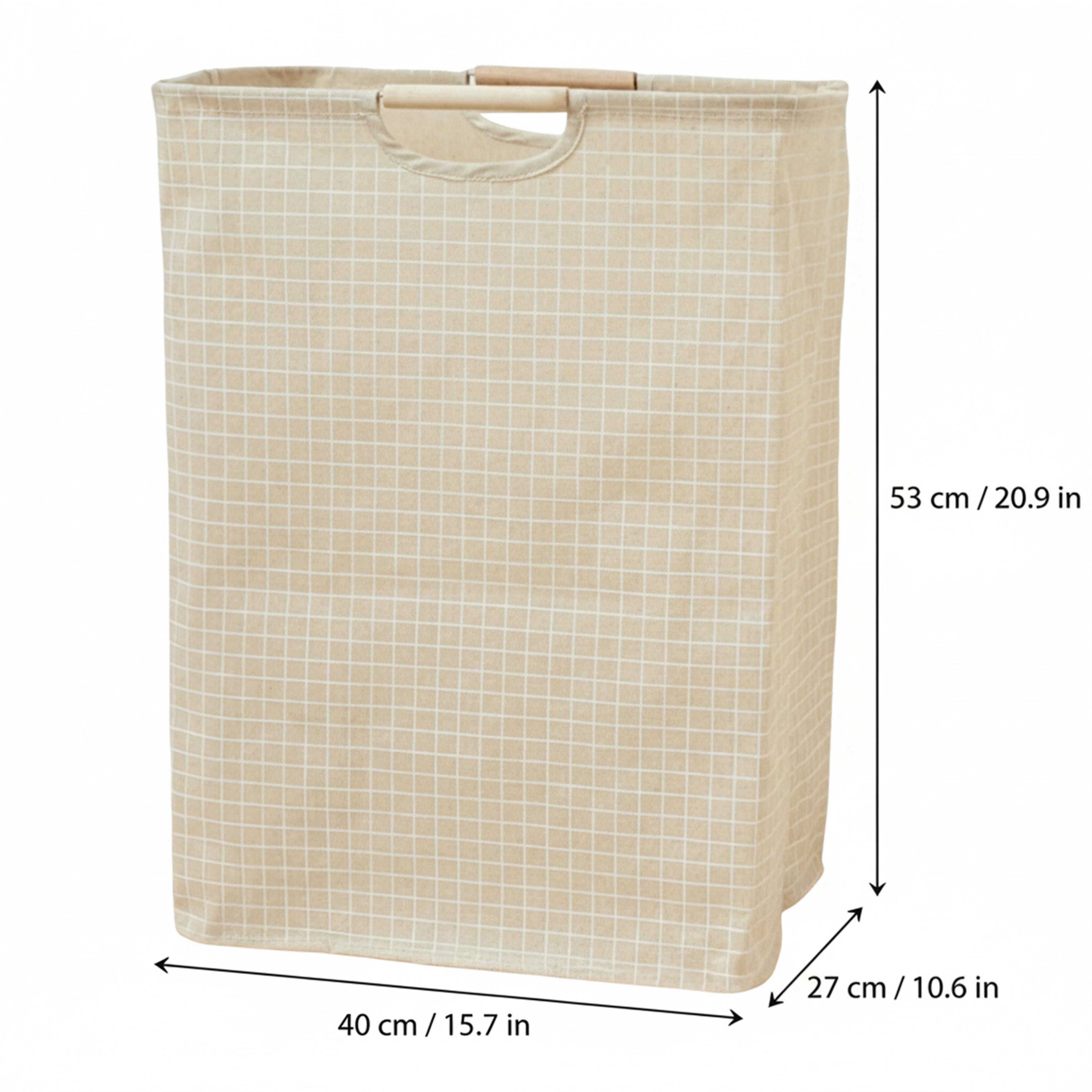 Foldable Cotton Linen Laundry Basket With Handles Multipurpose Storage Hamper 1