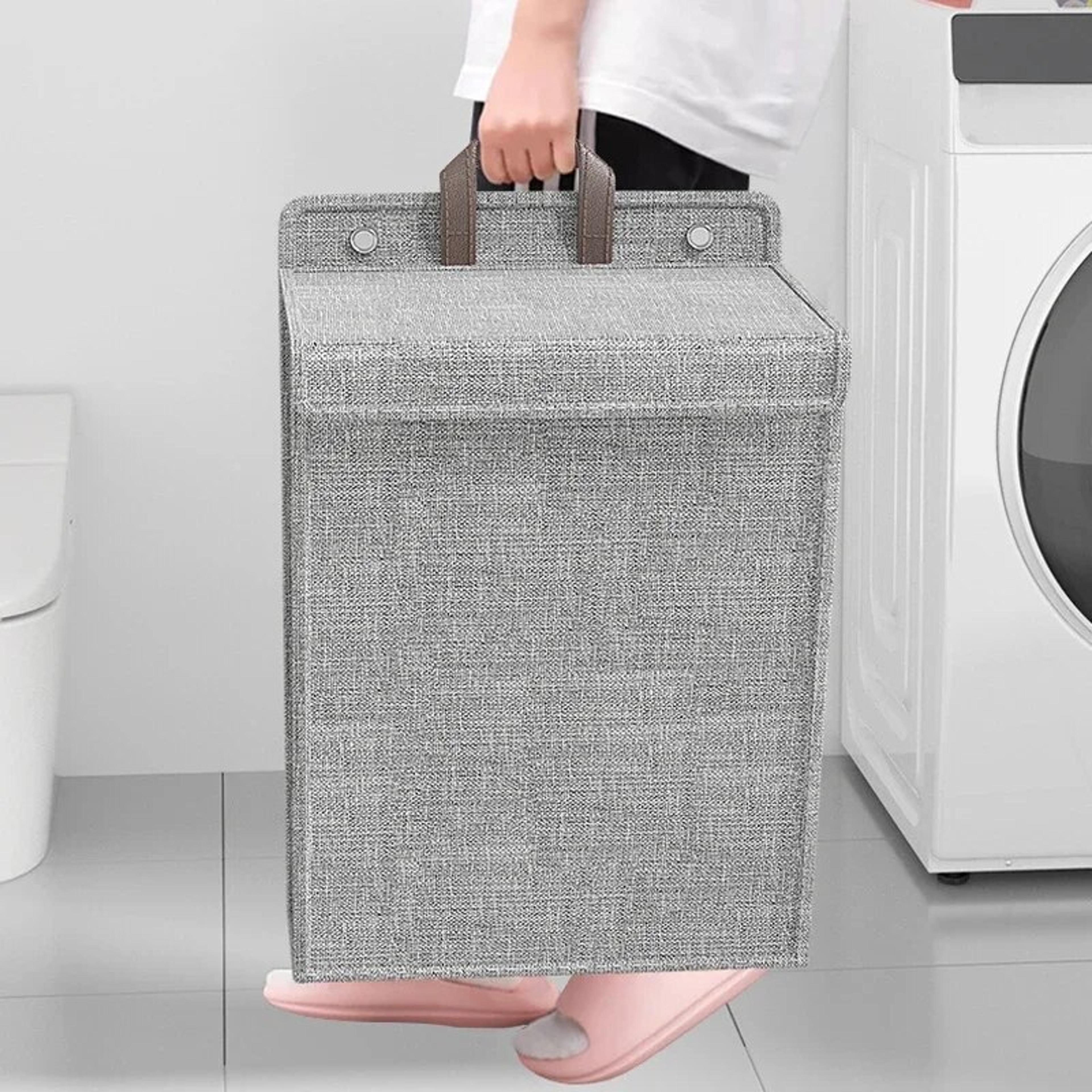 Space Saving Wall Mounted Laundry Hamper Foldable Mesh Laundry Basket 0
