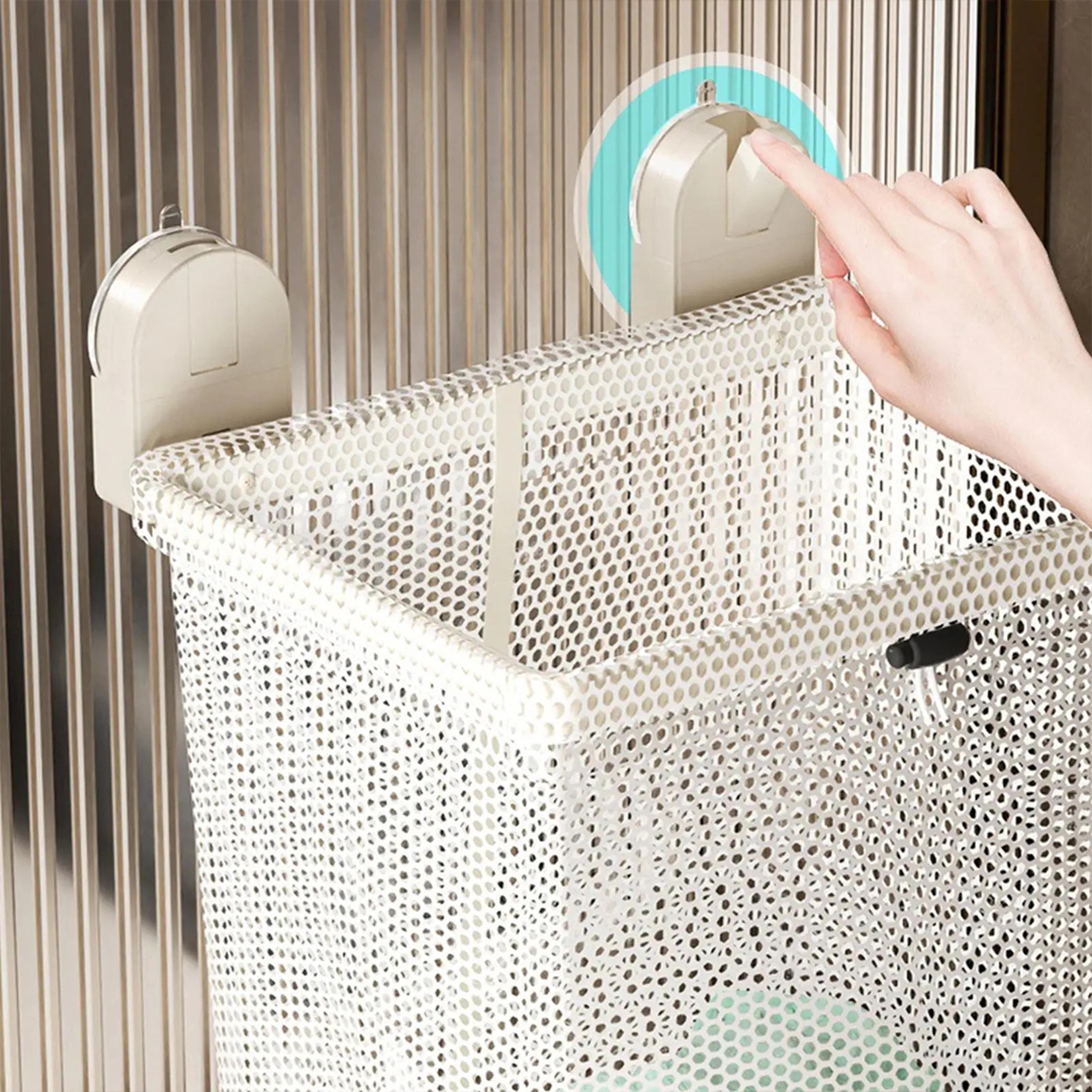 Space Saving Wall Mounted Laundry Hamper With Foldable Mesh Basket 4