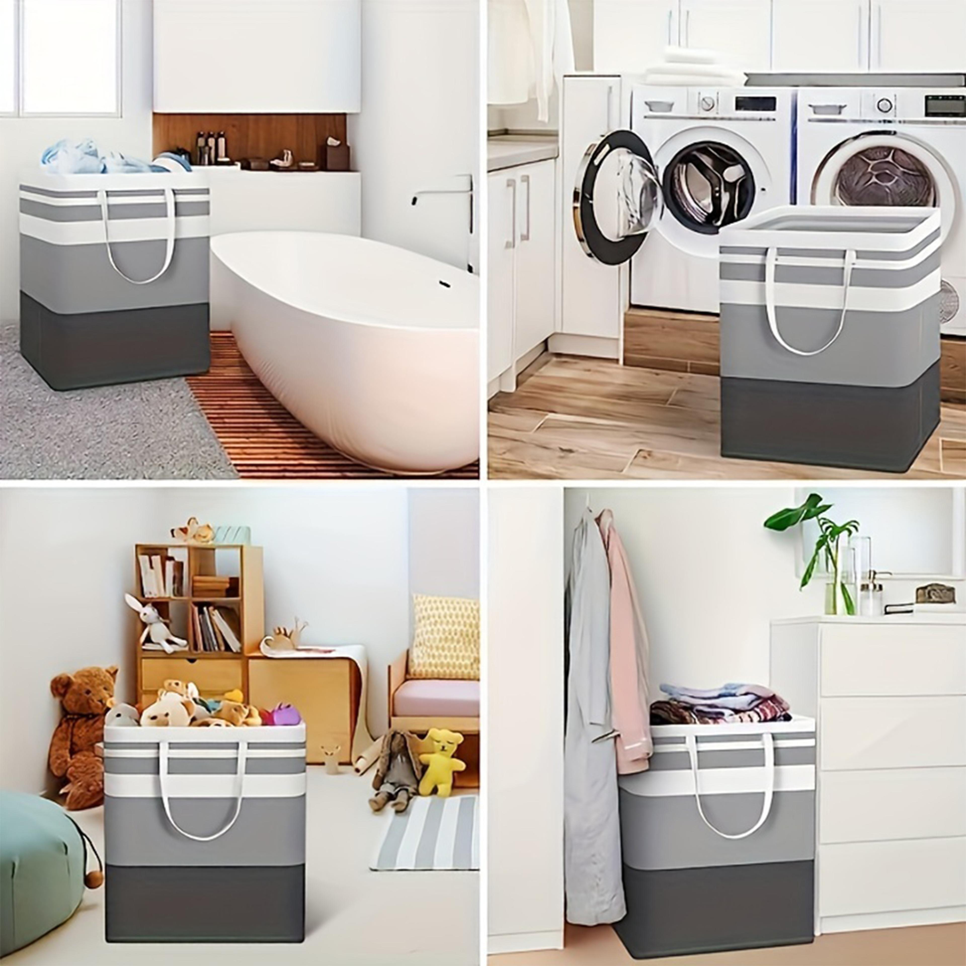 Large Laundry Hamper Collapsible Fabric Storage Basket With Handles 3