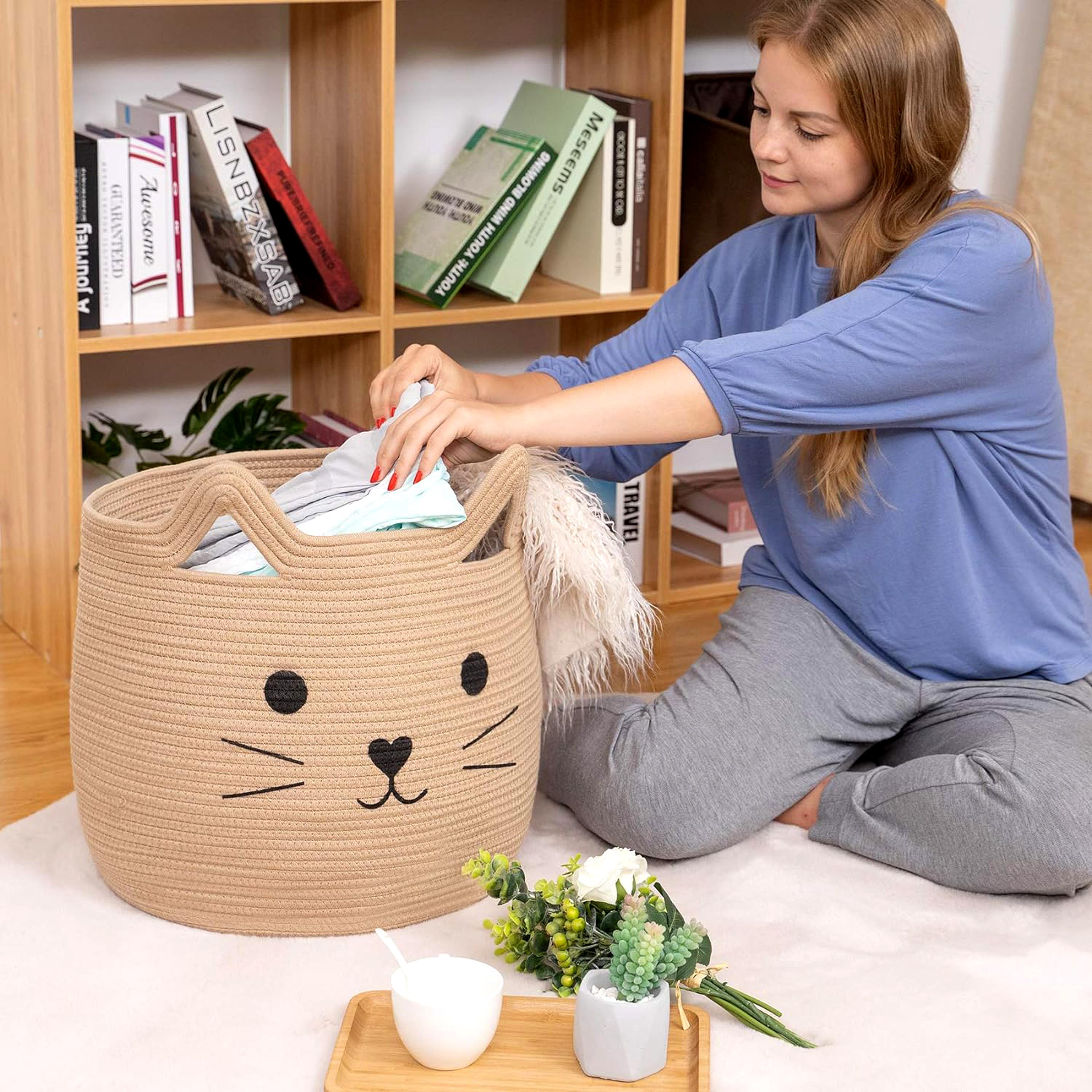 Large Animal Toy Storage Basket With Handles For Kids Rooms 1