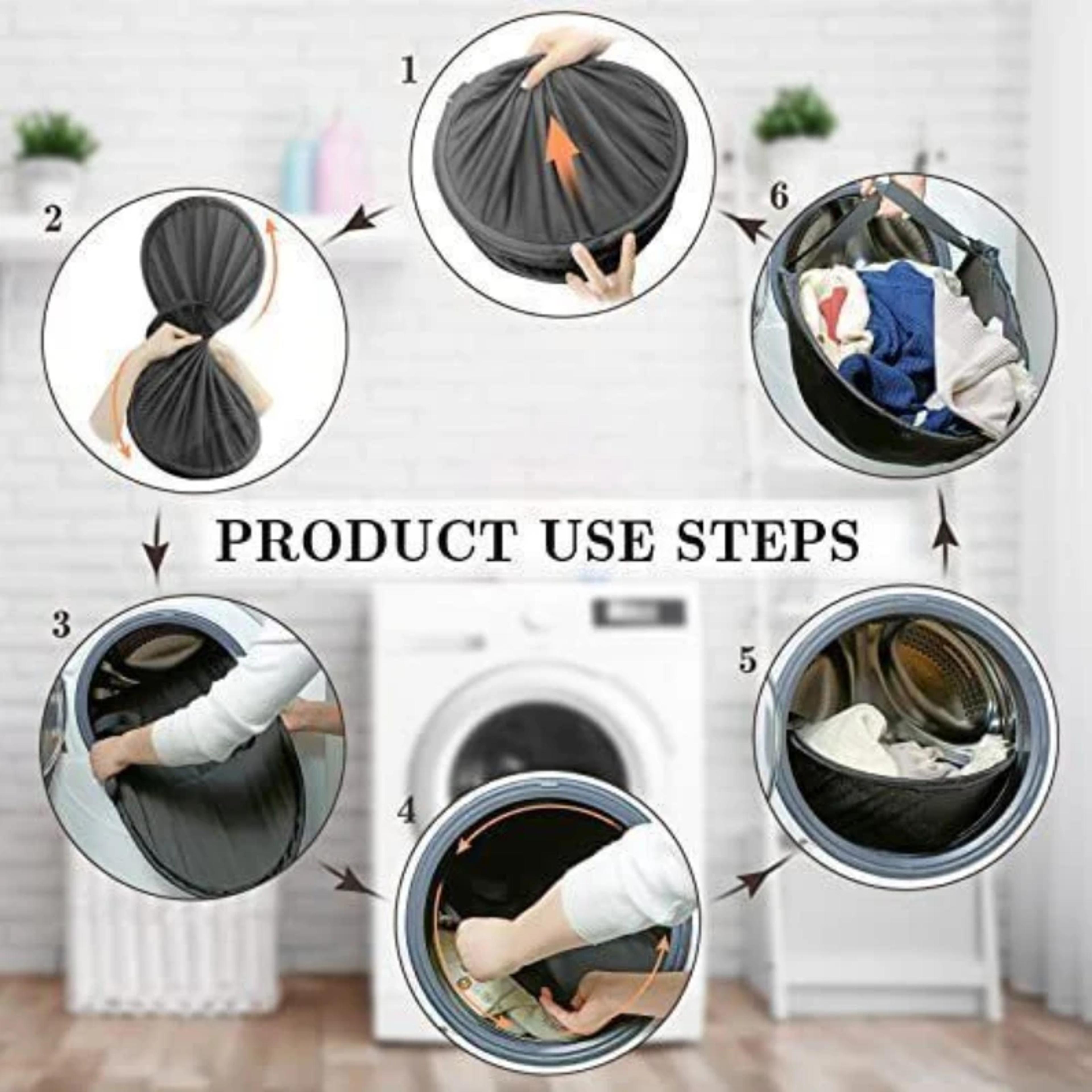 Foldable Pop Up Laundry Basket Portable Nylon Dirty Clothes Hamper 3