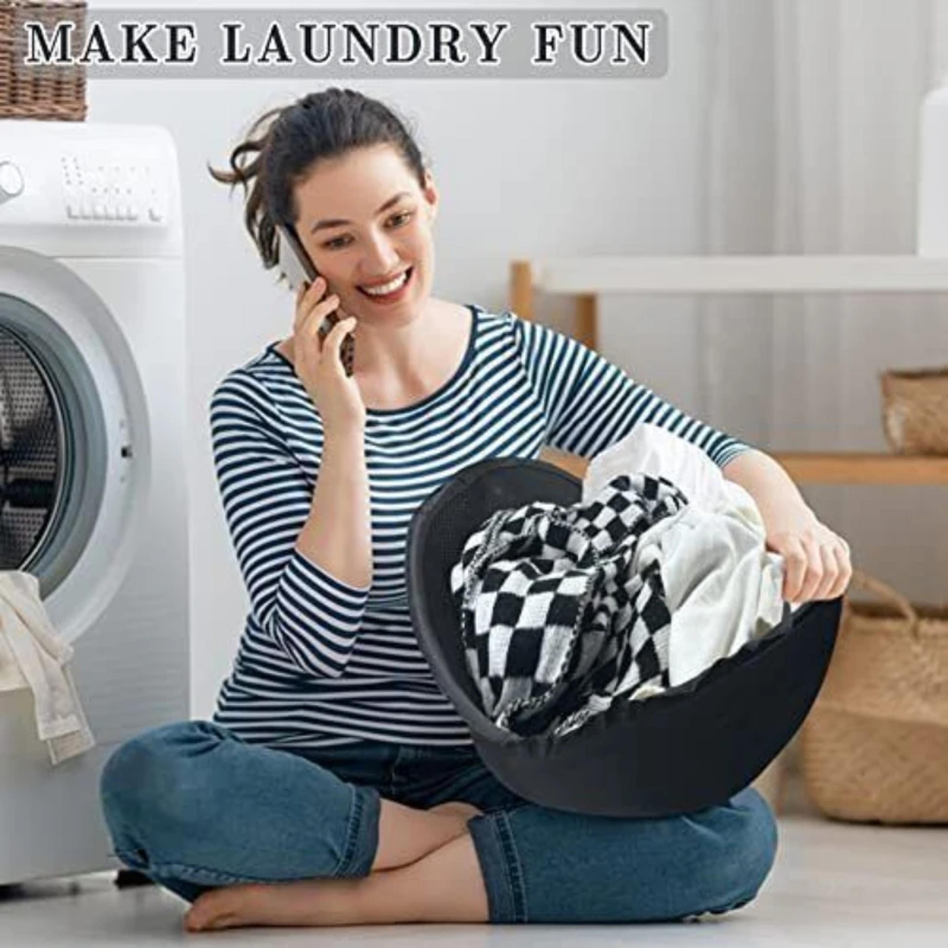 Foldable Pop Up Laundry Basket Portable Nylon Dirty Clothes Hamper 4