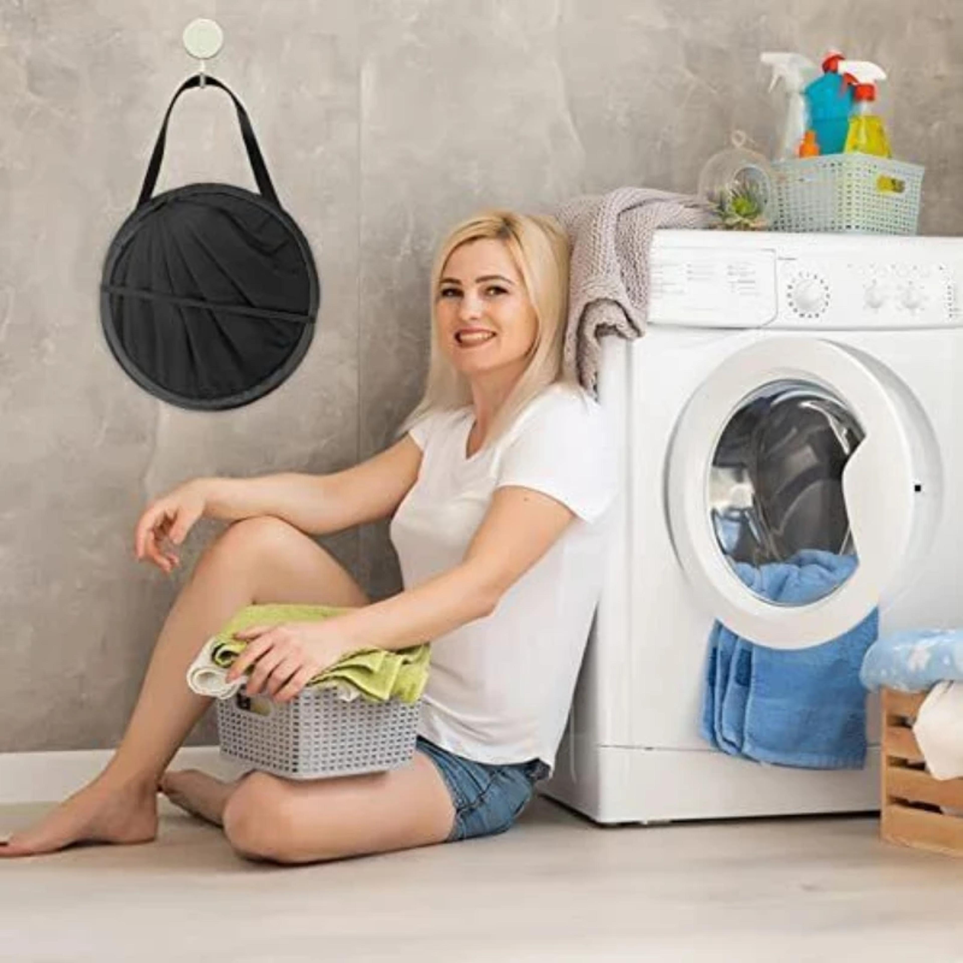 Foldable Pop Up Laundry Basket Portable Nylon Dirty Clothes Hamper 0