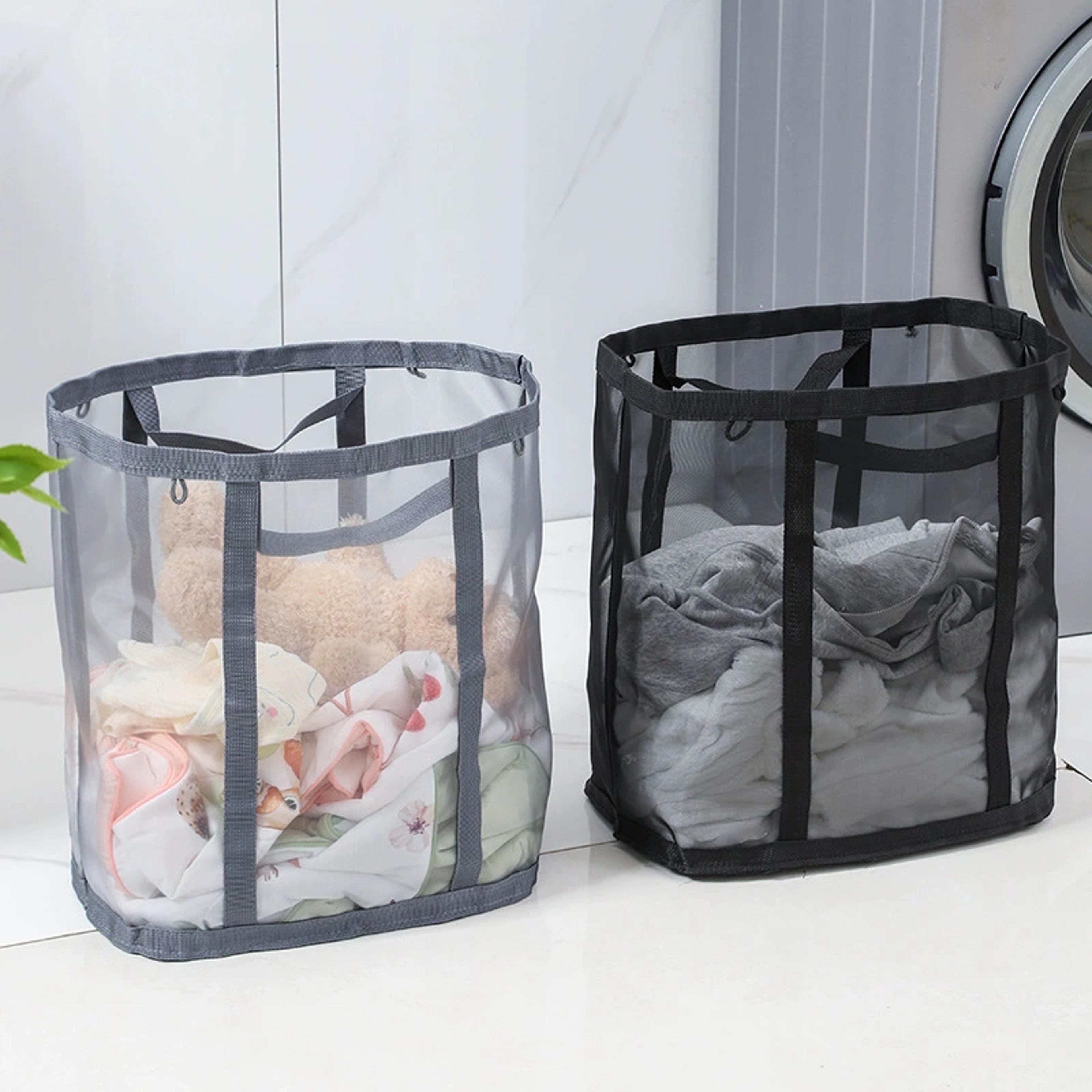 Foldable Mesh Laundry Basket With Reinforced Handles Portable Clothes Hamper 0