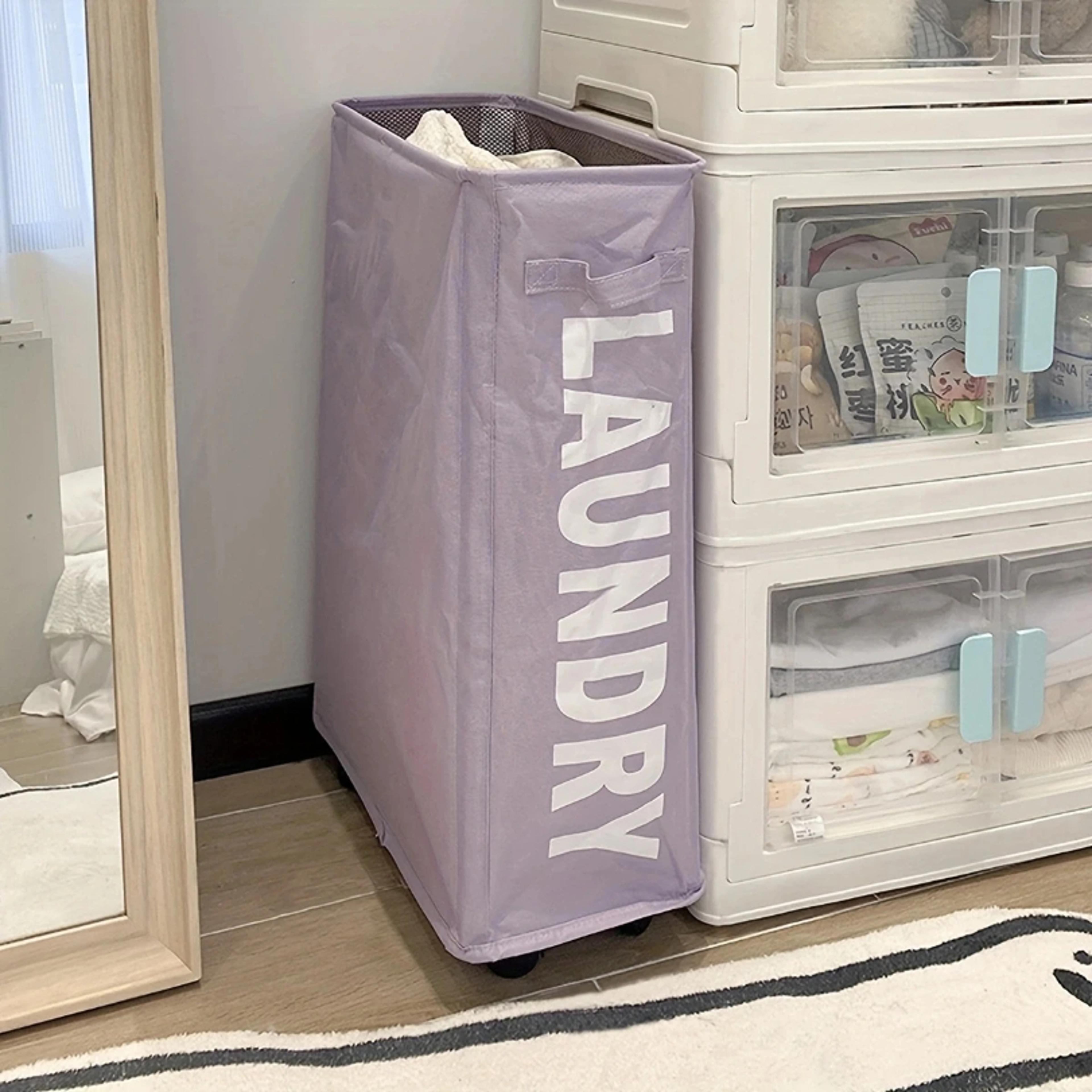 Large Rolling Laundry Basket With Wheels Waterproof Foldable Storage Hamper 7