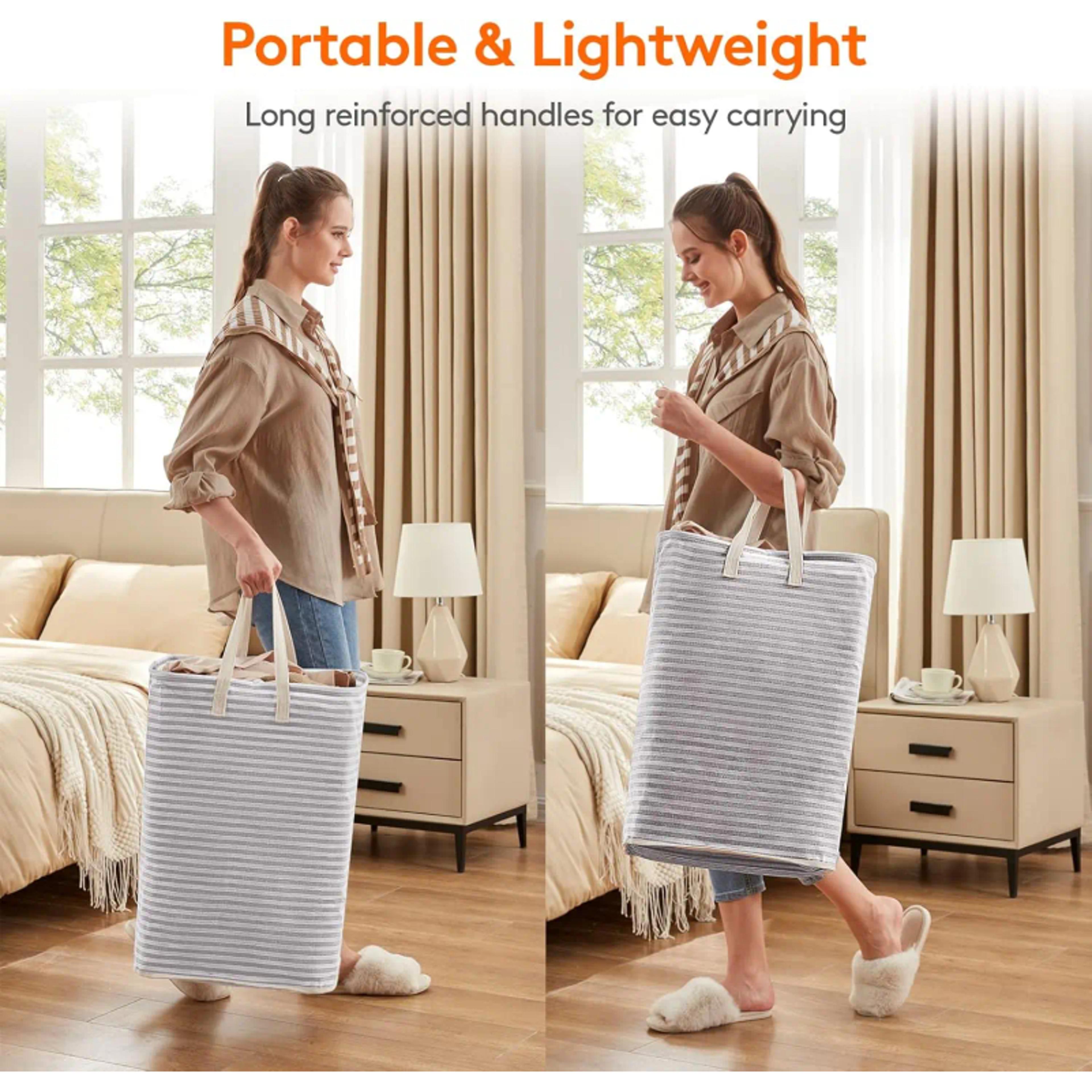 Collapsible Laundry Basket With Reinforced Handles And Waterproof Interior 5
